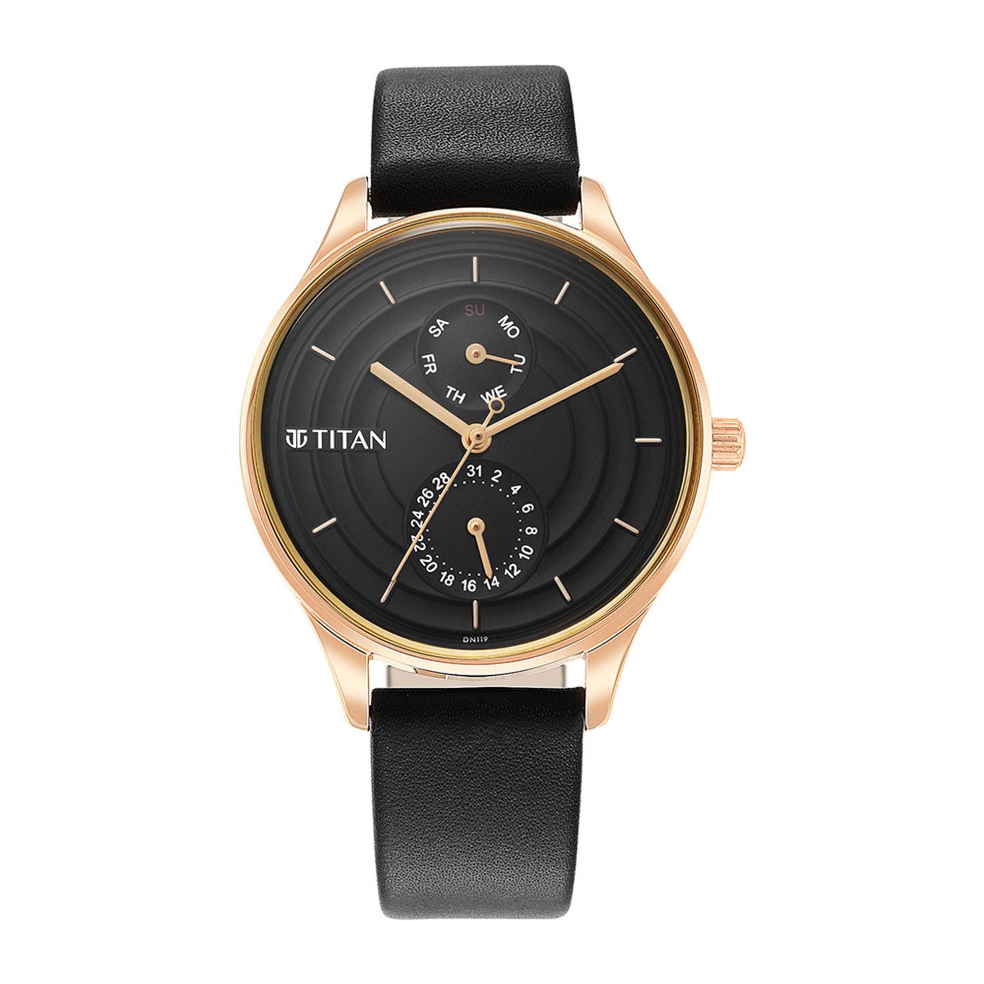 Titan Neo Workdays Black Dial Multi Leather Strap watch for Women