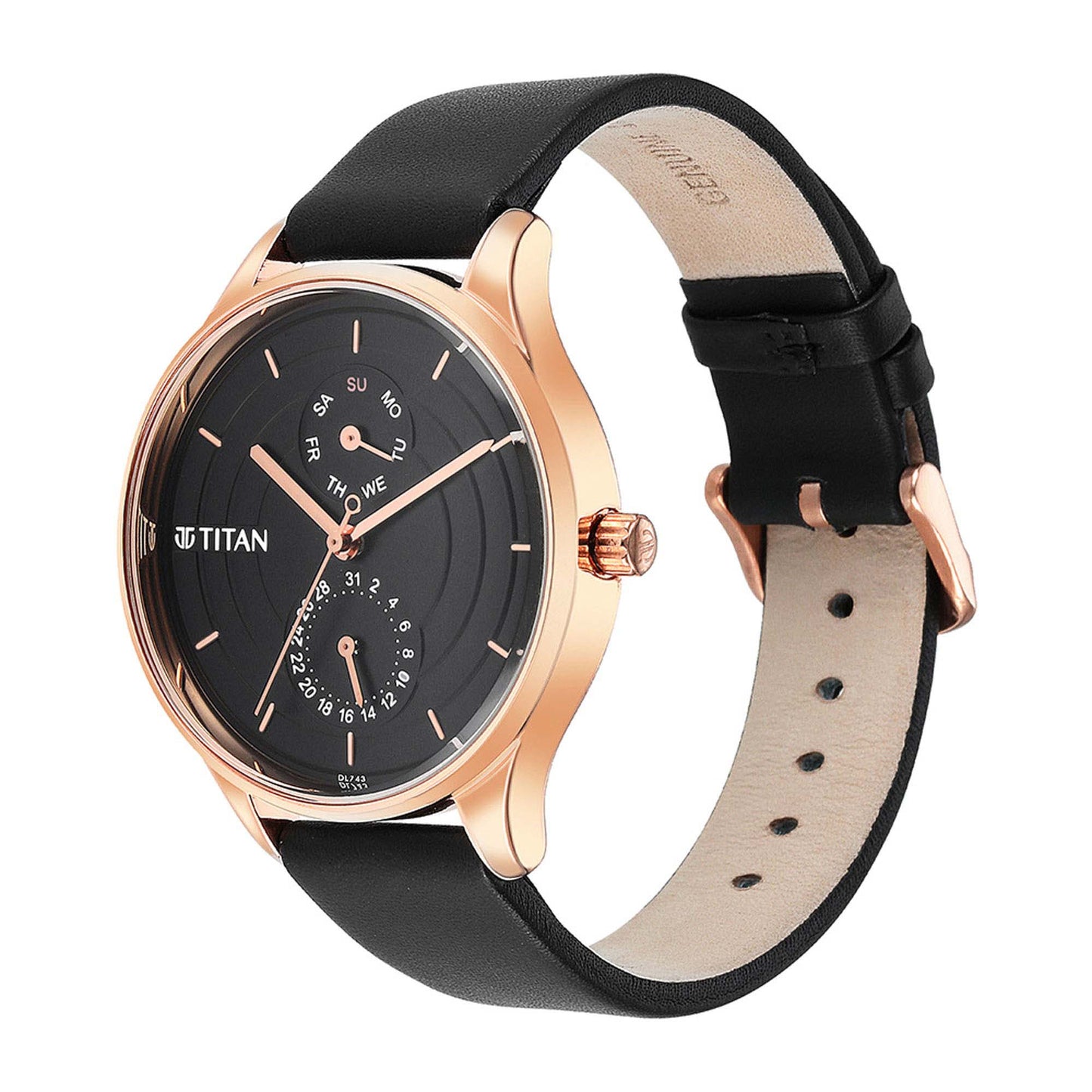 Titan Neo Workdays Black Dial Multi Leather Strap watch for Women