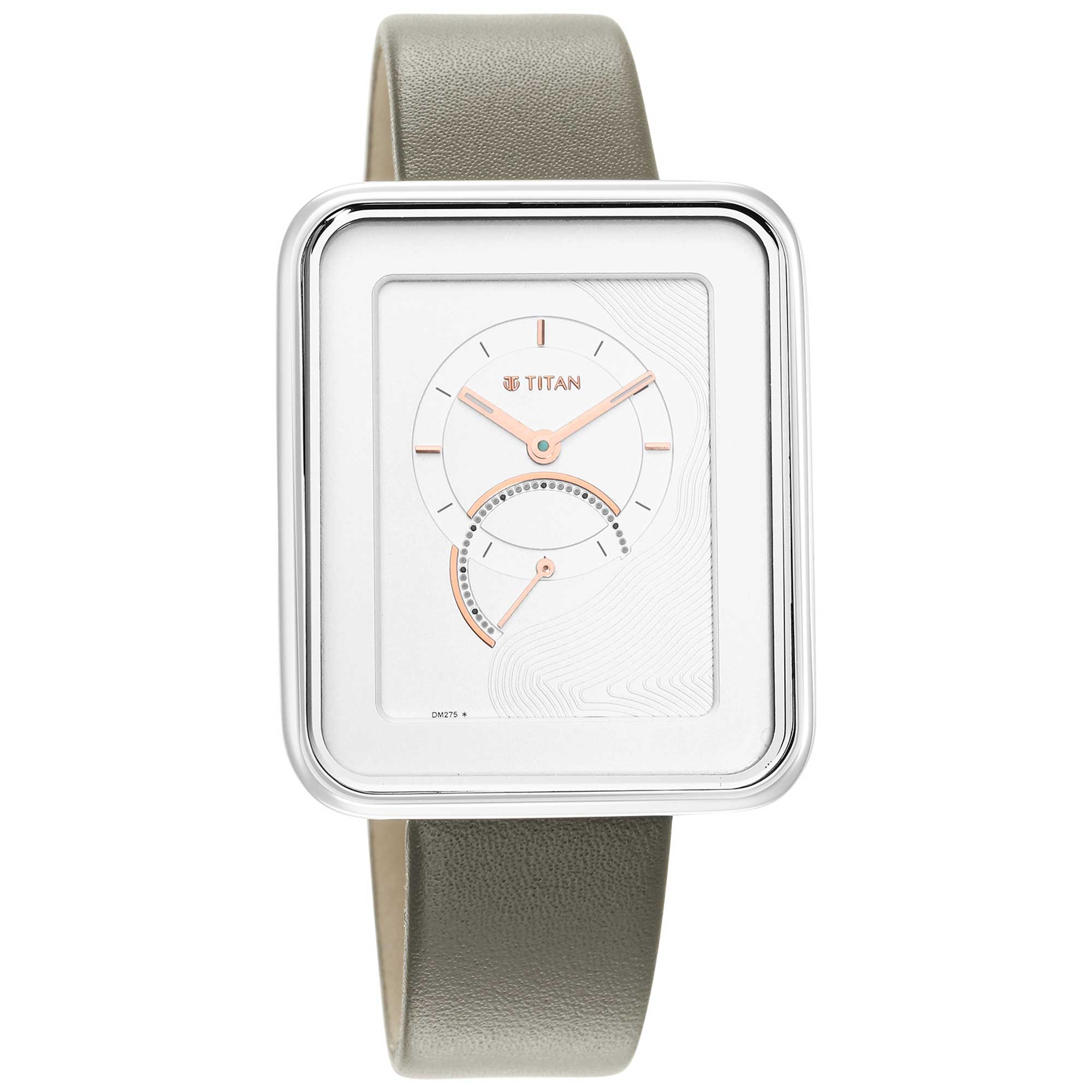 Titan Wander Silver White Dial Analog Leather Strap Watch for Women