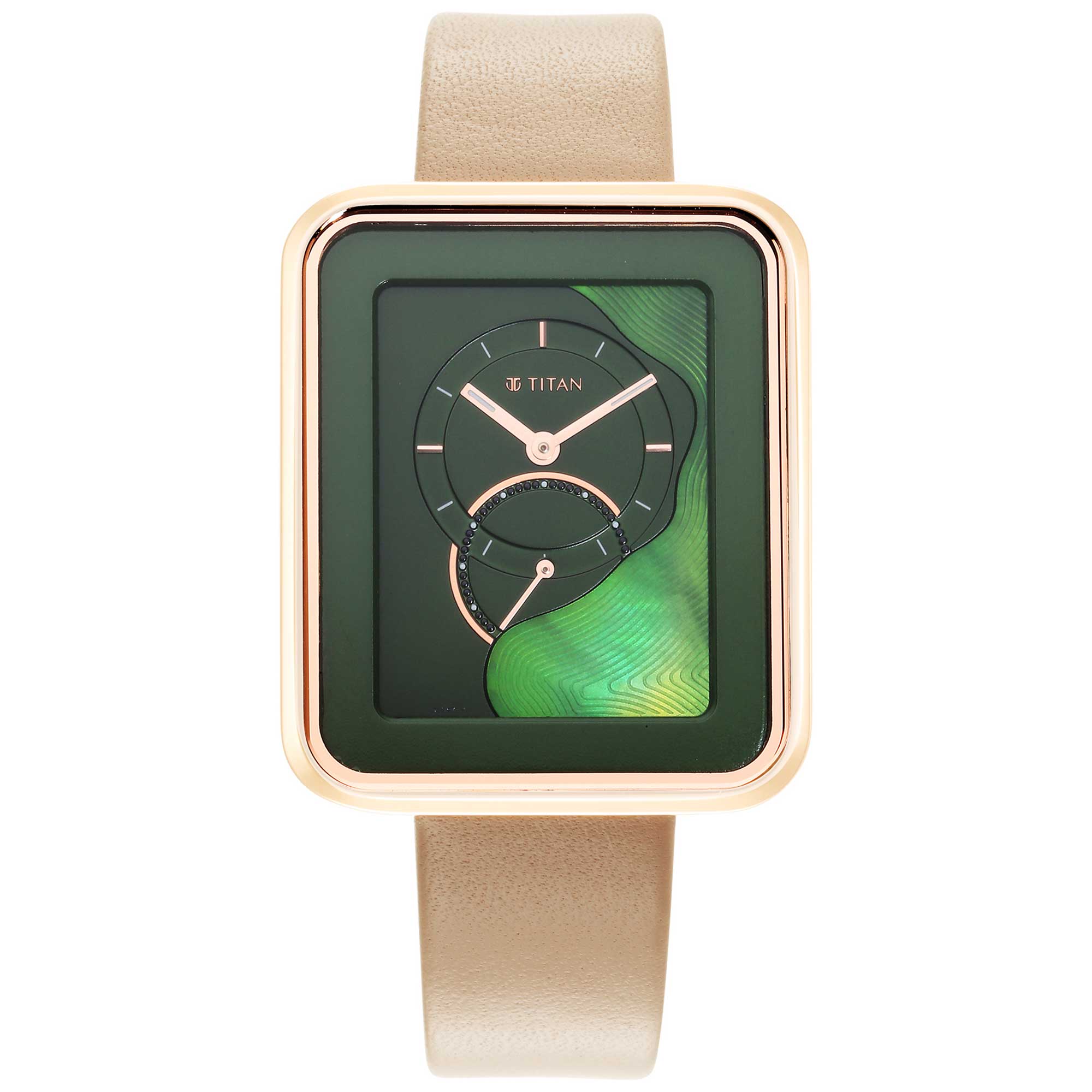 Titan Wander Green MOP Analog Leather Strap watch for Women