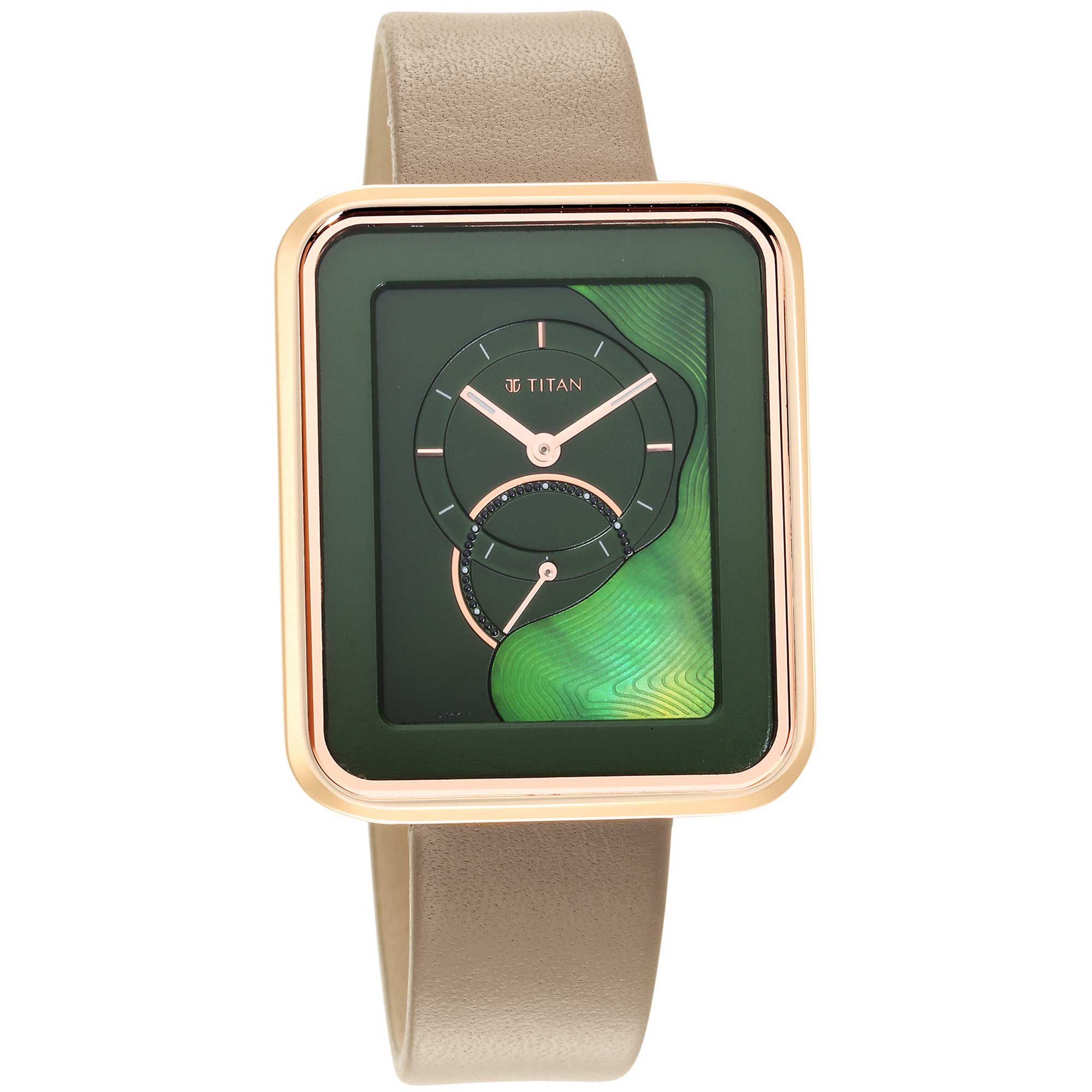 Titan Wander Green MOP Analog Leather Strap watch for Women