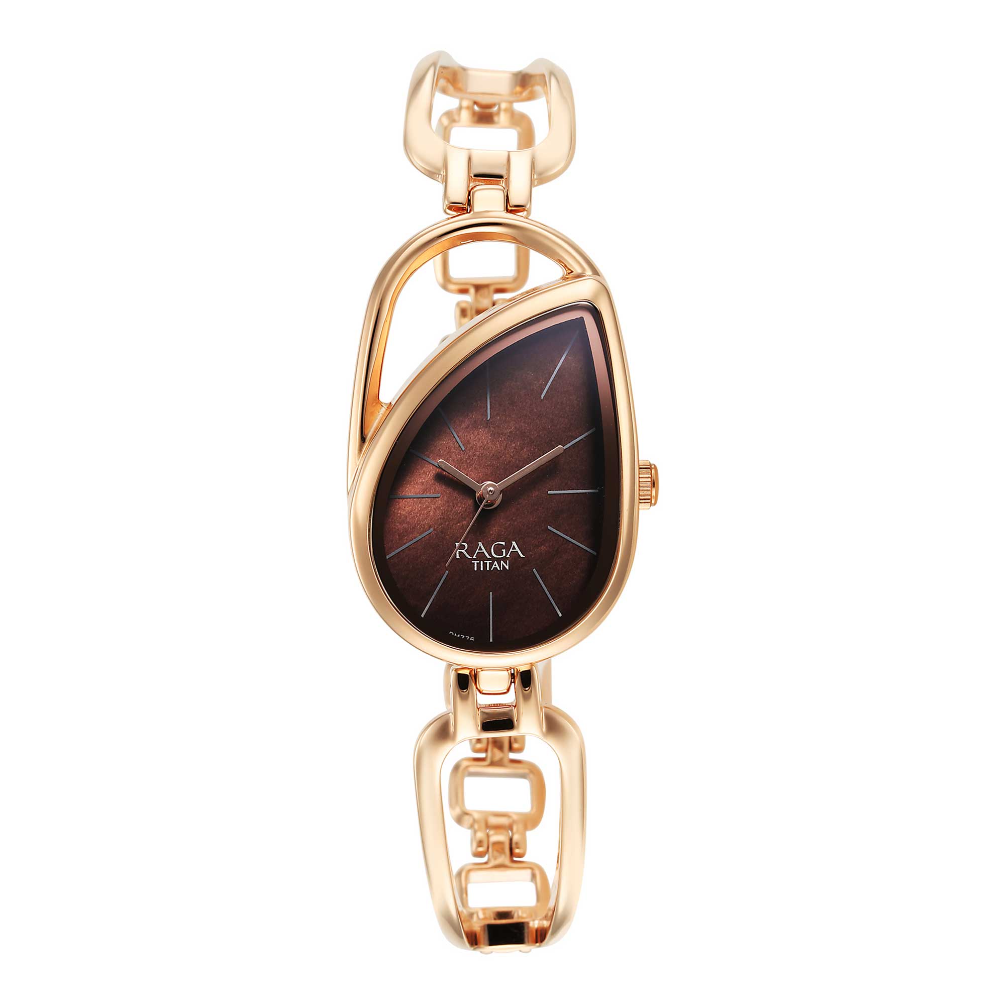 Titan Raga Chic Quartz Analog Brown Dial Rose Gold Metal Strap Watch for Women