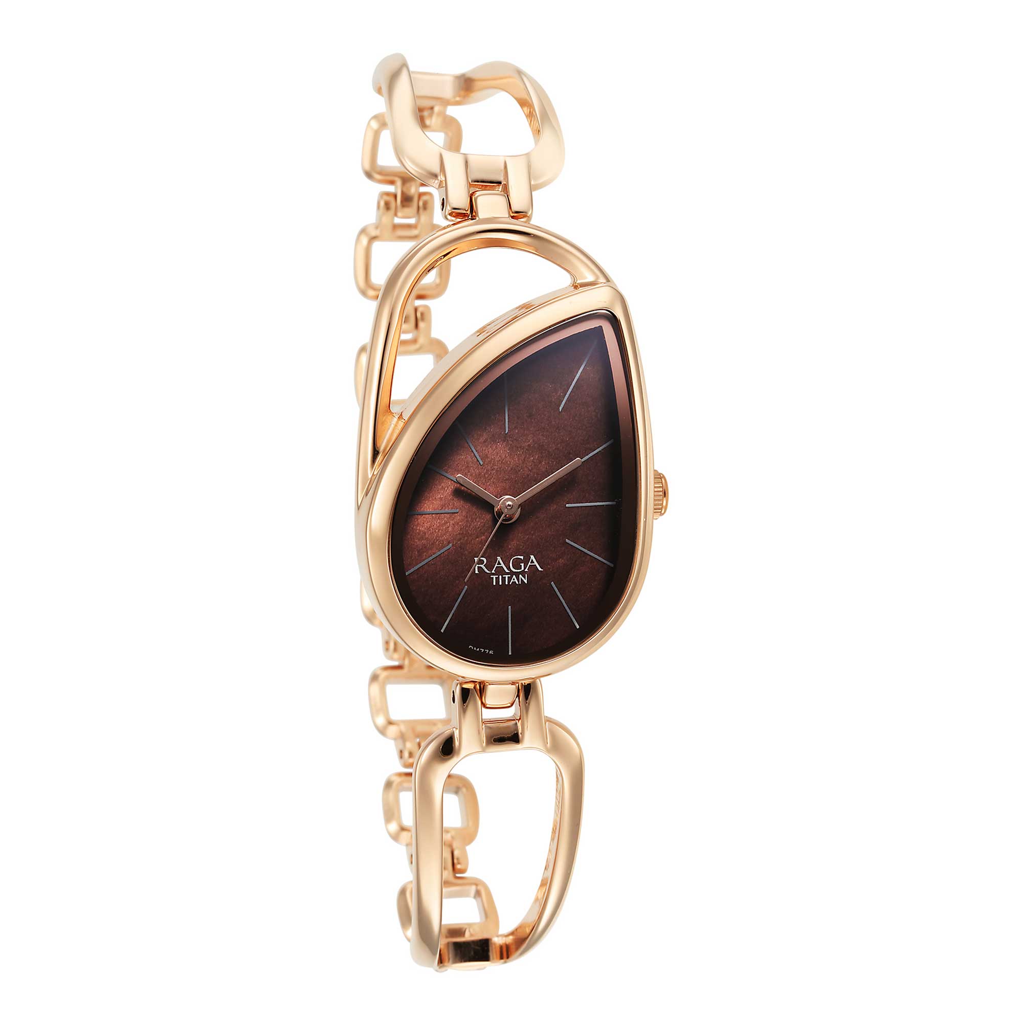 Titan Raga Chic Quartz Analog Brown Dial Rose Gold Metal Strap Watch for Women