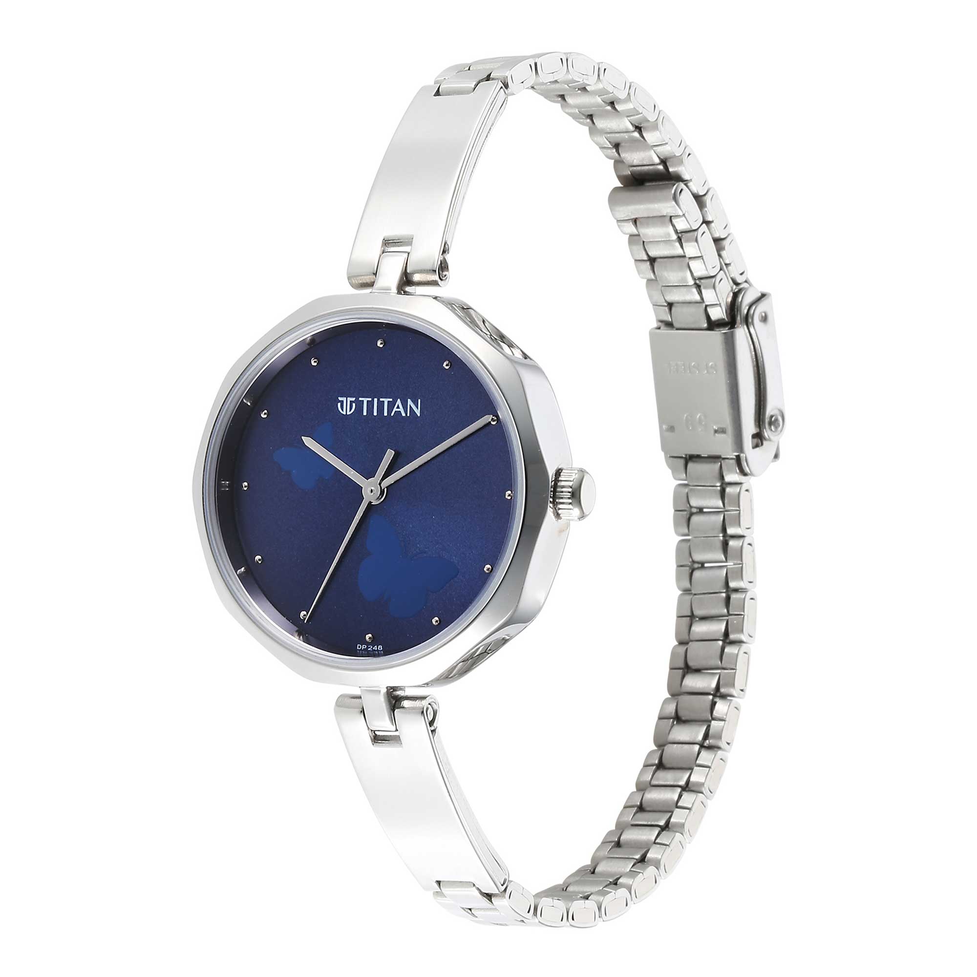 Titan Karishma Quartz Analog Blue Dial Stainless Steel Strap Watch for Women