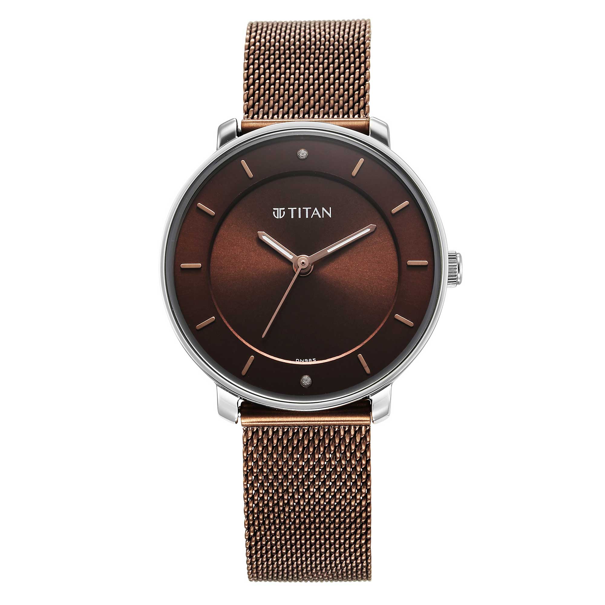 Titan Noir Brown Dial Analog Metal Strap Watch for Women