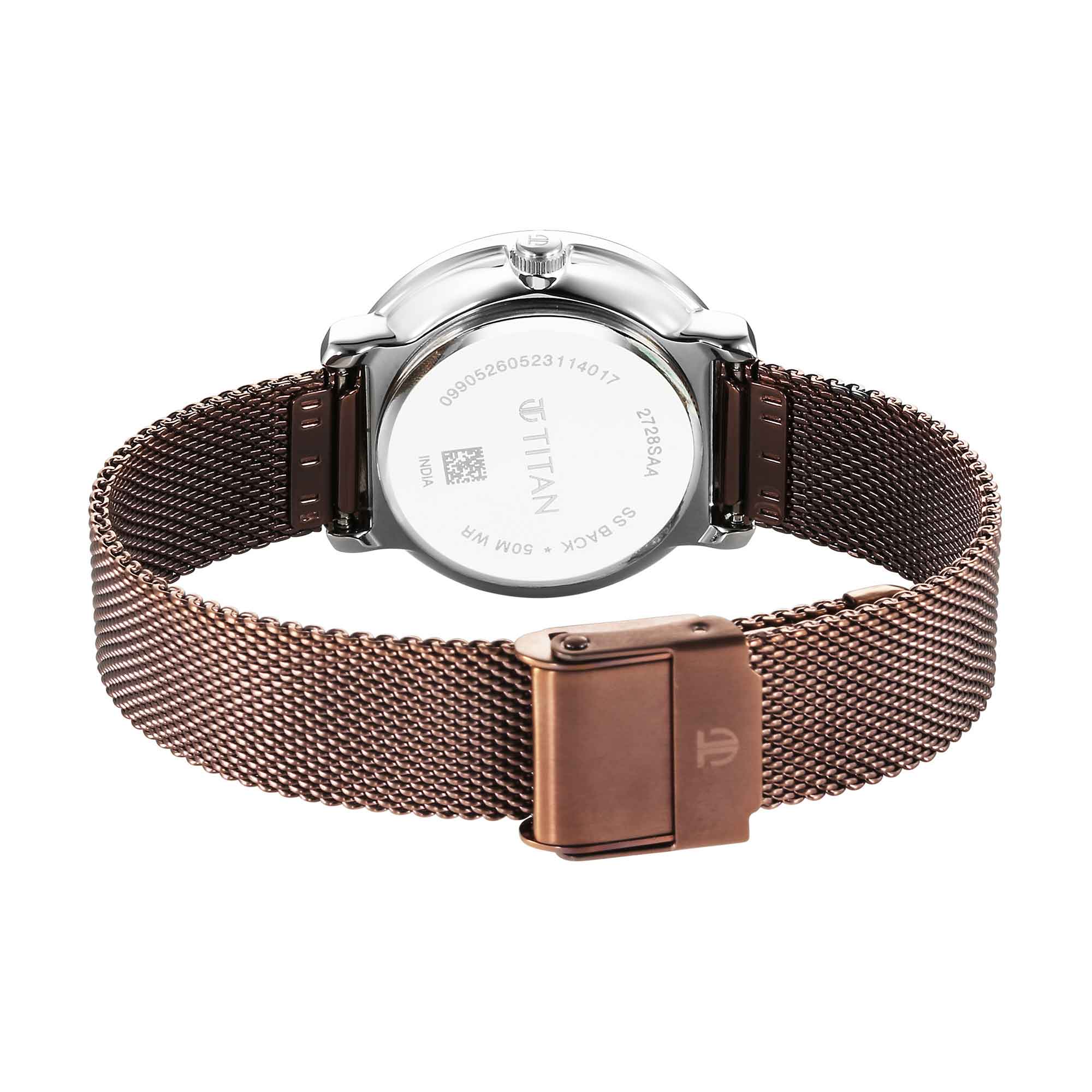 Titan Noir Brown Dial Analog Metal Strap Watch for Women