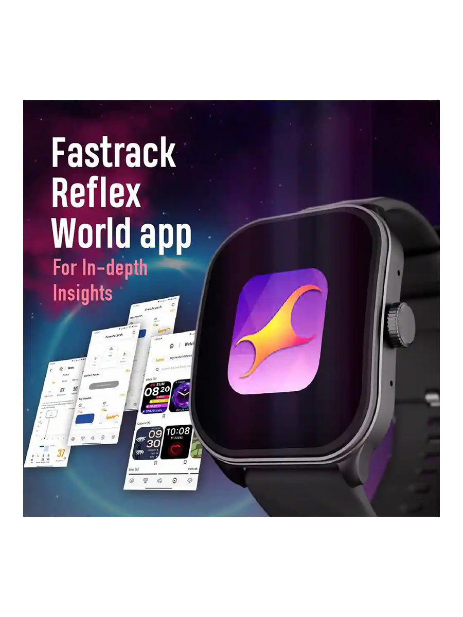 Fastrack Reflex Power|1.96" Super AMOLED Arched Display|SingleSync BT Calling|410 x 502 Pixel Resolution|IP68 WR