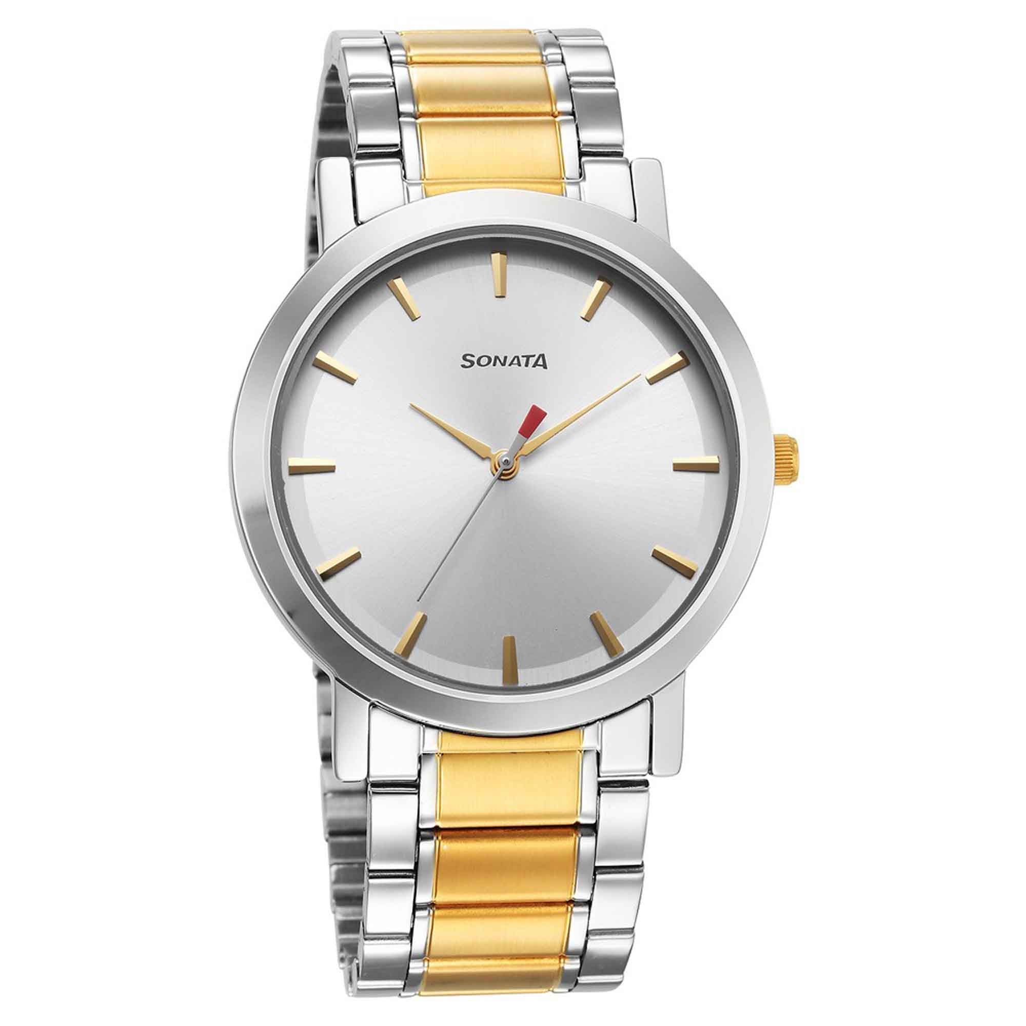 Sonata Utsav Silver Dial Watch for Men