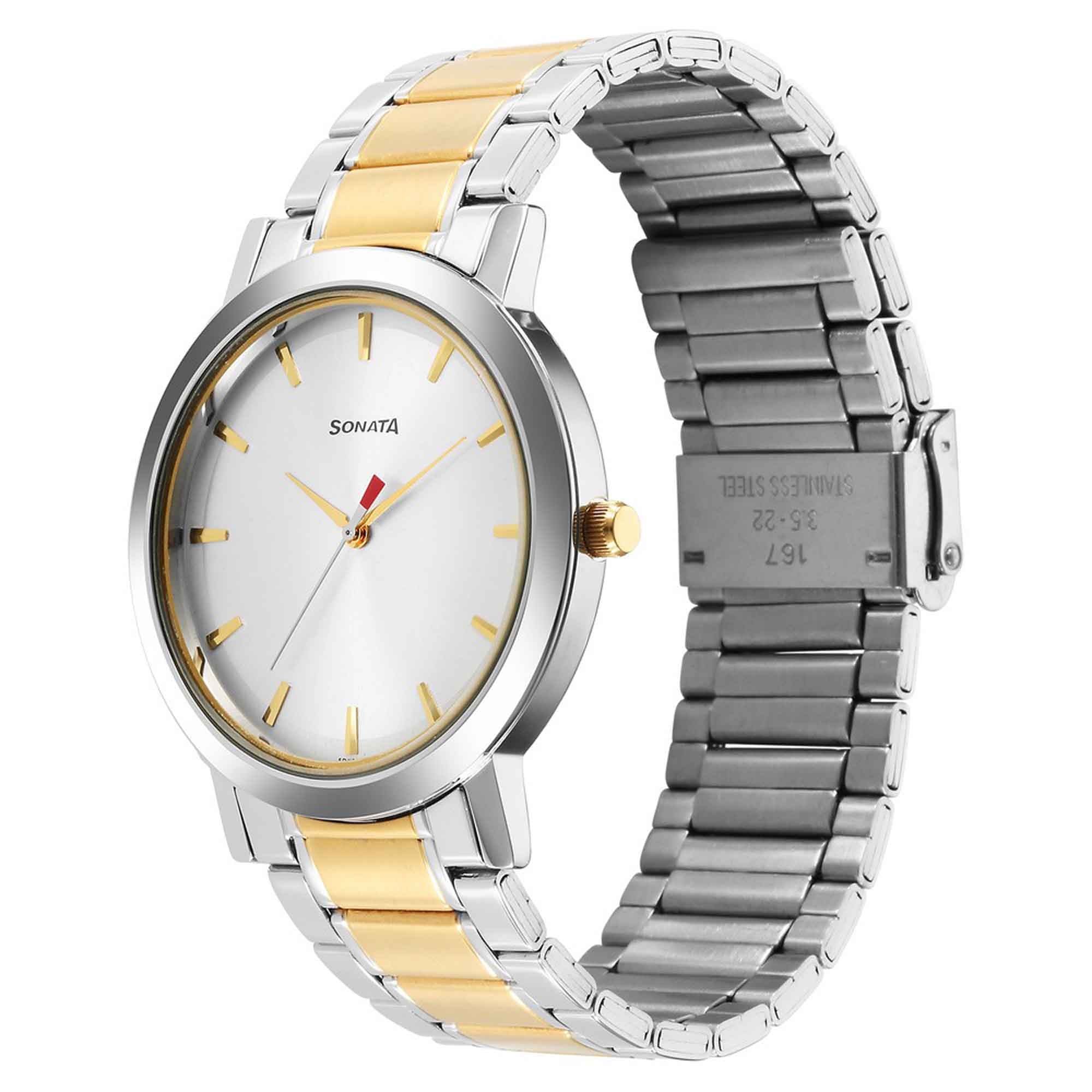 Sonata Utsav Silver Dial Watch for Men