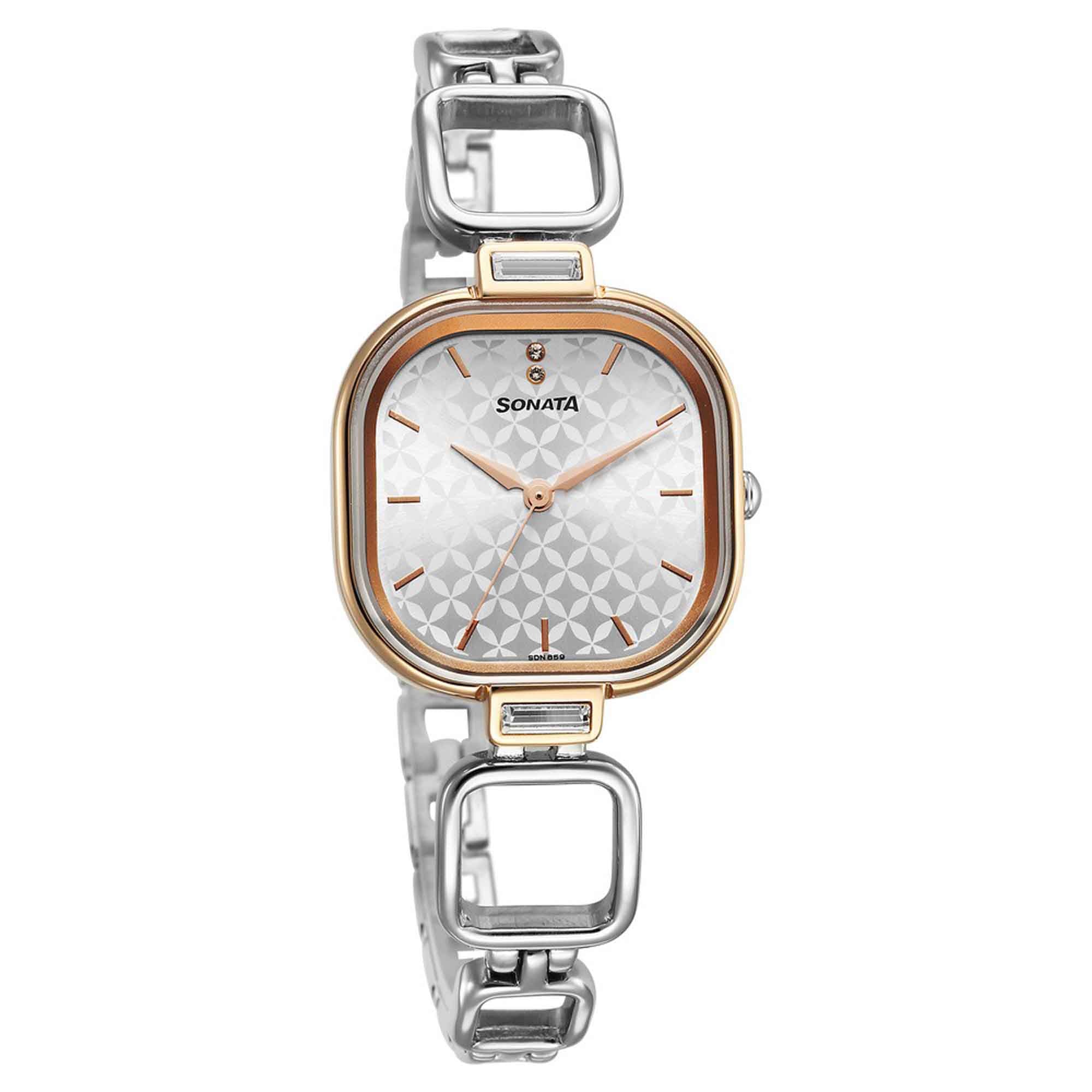 Sonata Wedding Quartz Analog Silver Dial Metal Strap Watch for Women