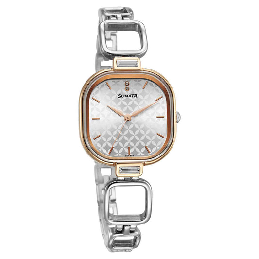 Sonata Wedding Quartz Analog Silver Dial Metal Strap Watch for Women