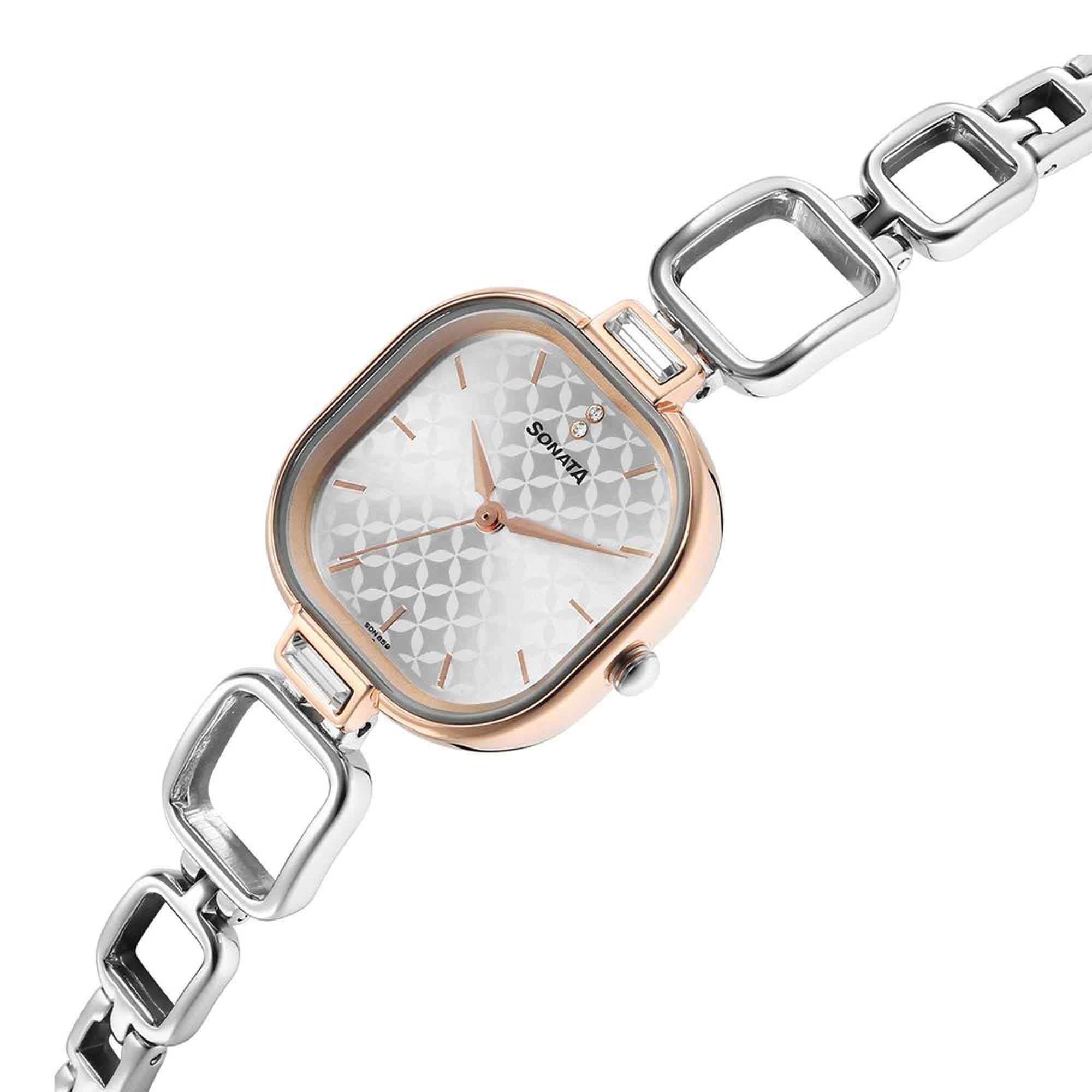 Sonata Wedding Quartz Analog Silver Dial Metal Strap Watch for Women