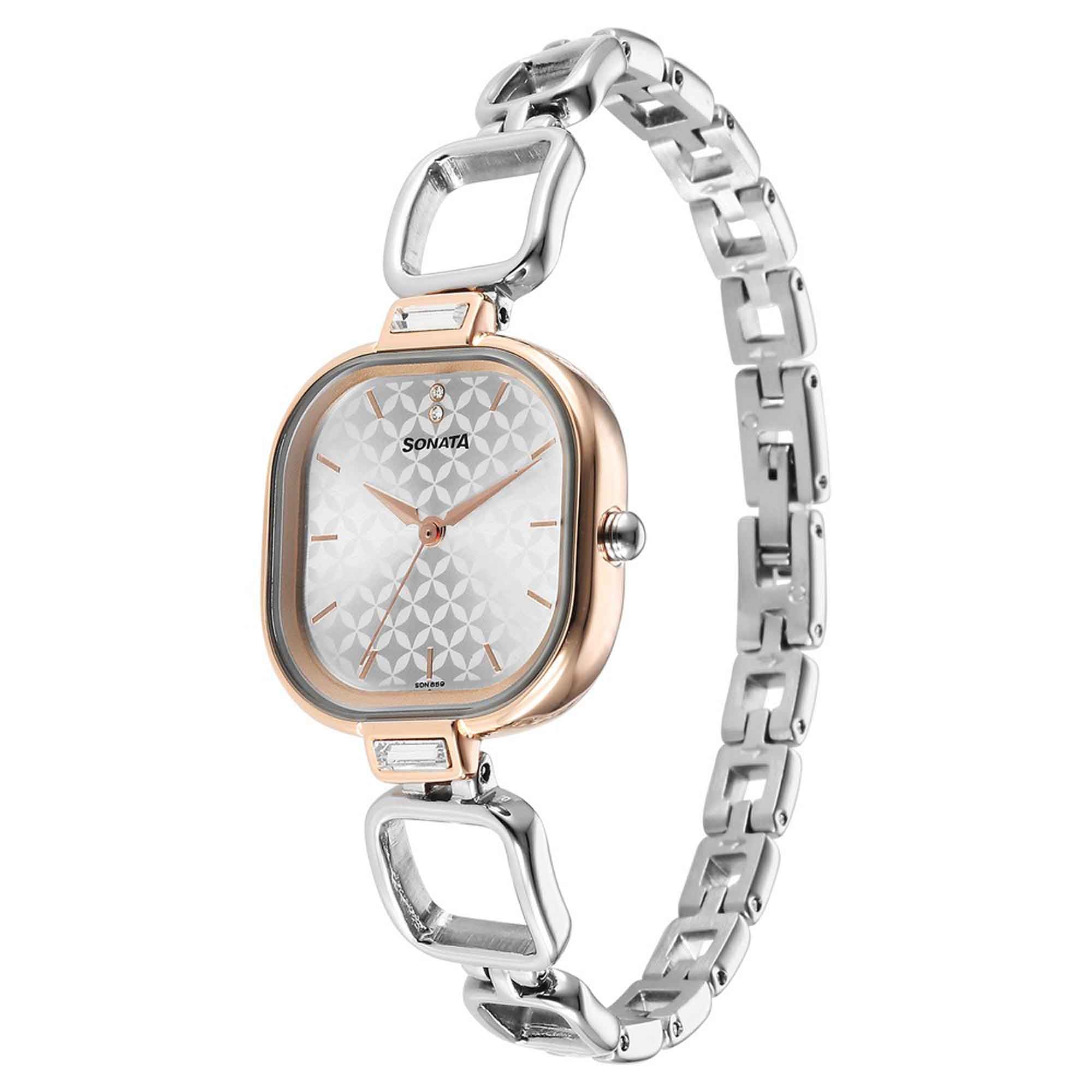 Sonata Wedding Quartz Analog Silver Dial Metal Strap Watch for Women