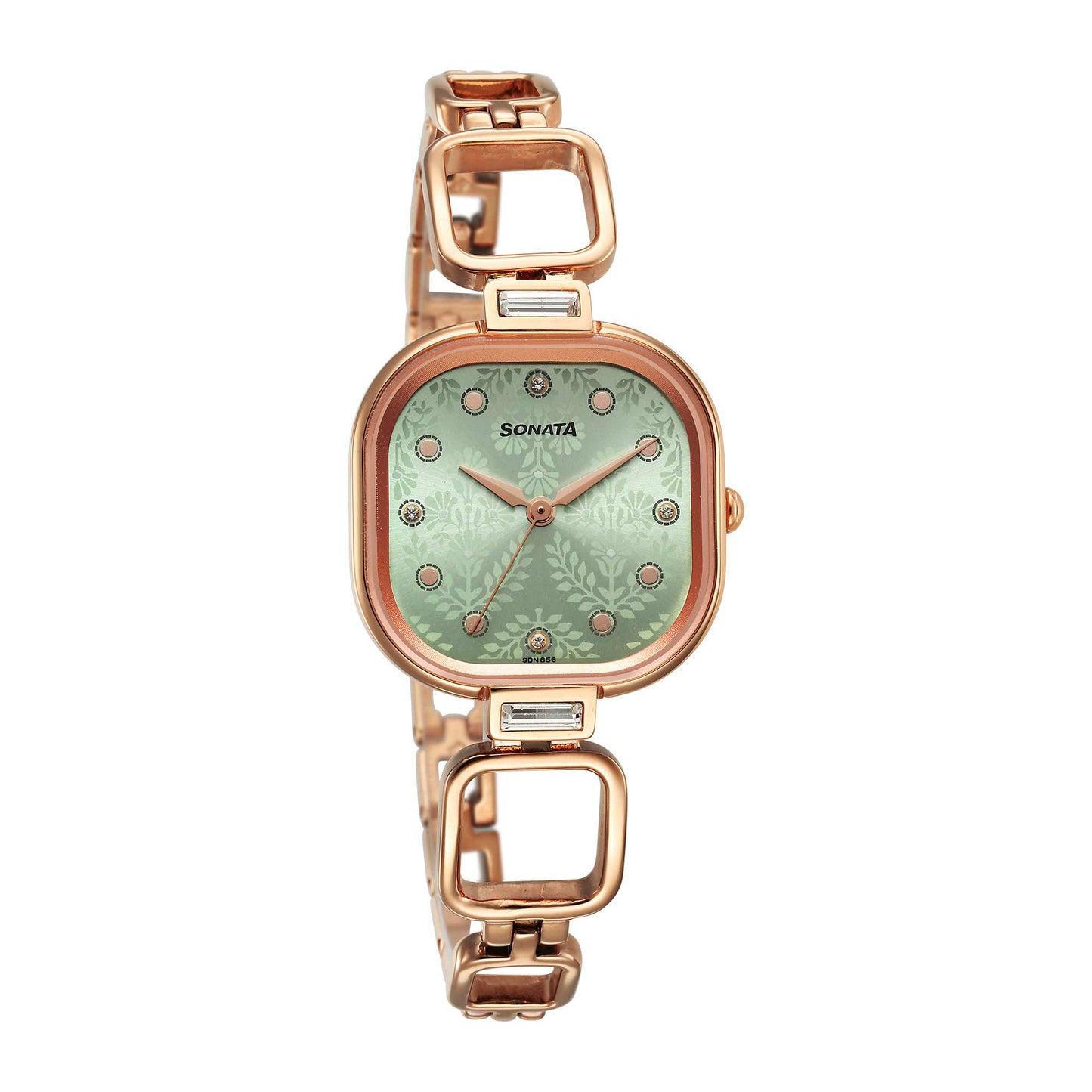 Sonata Wedding Quartz Analog Green Dial Metal Strap Watch for Women