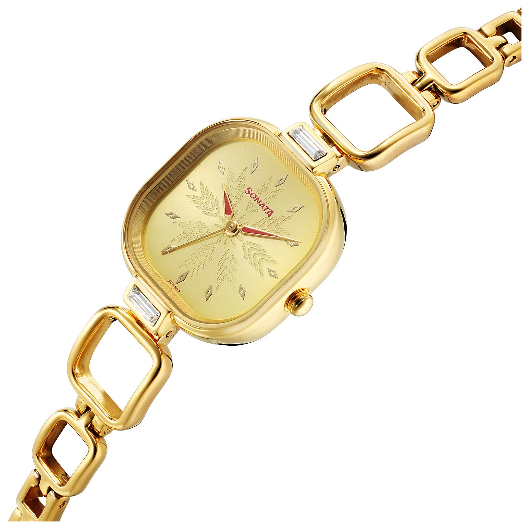 Sonata Wedding Quartz Analog Champagne Dial Metal Strap Watch for Women