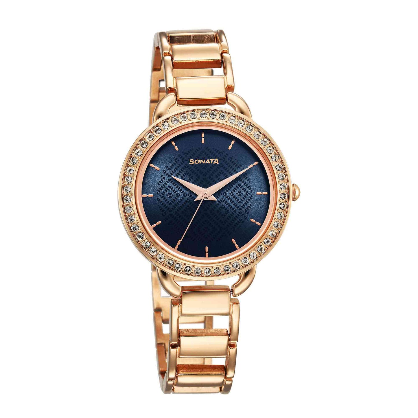 Sonata Wedding Quartz Analog Blue Dial Metal Strap Watch for Women