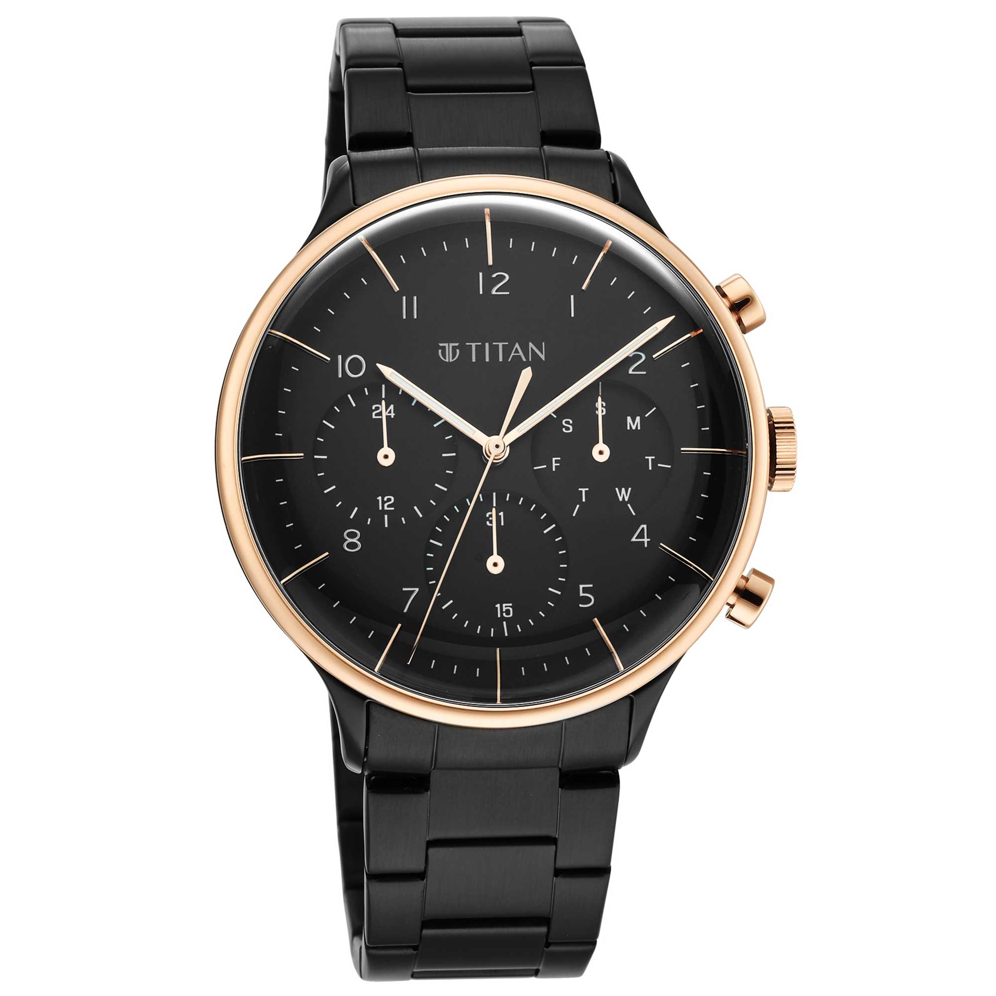 Titan Urban Magic Black Dial Analog Stainless Steel Strap watch for Men