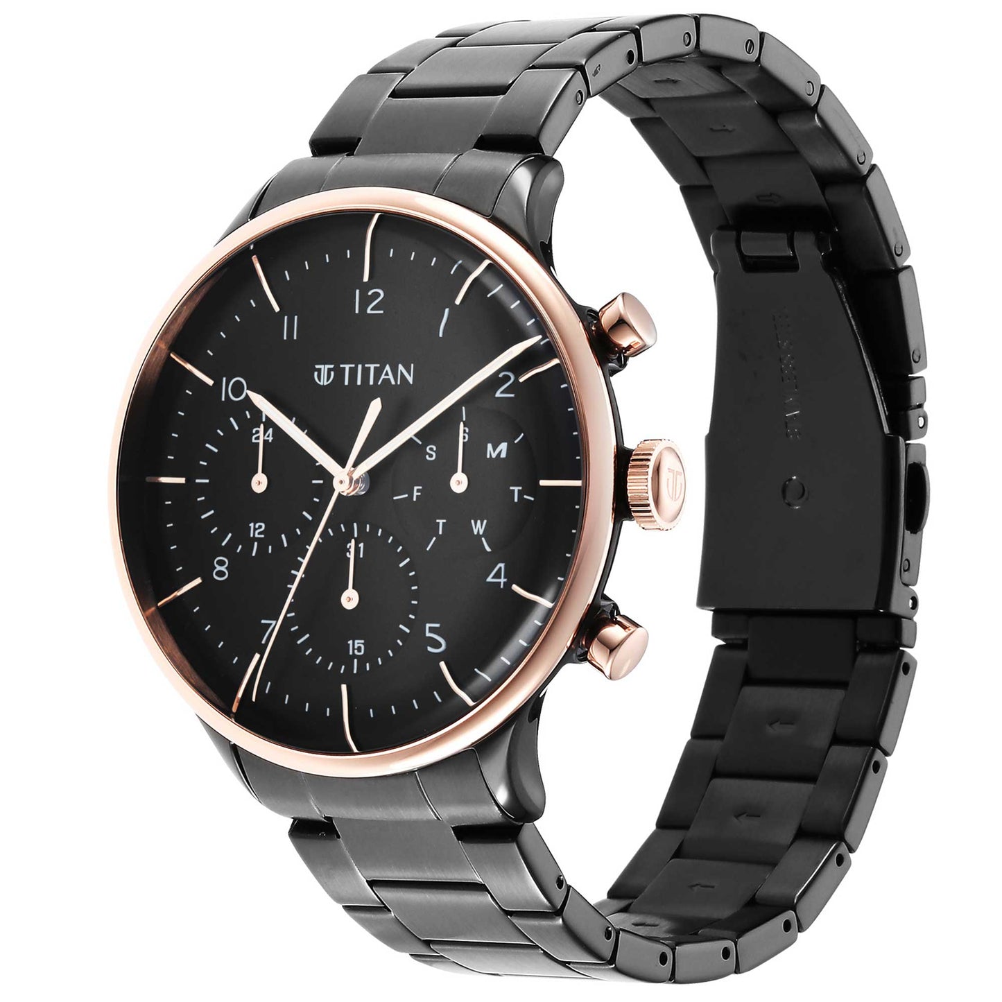 Titan Urban Magic Black Dial Analog Stainless Steel Strap watch for Men