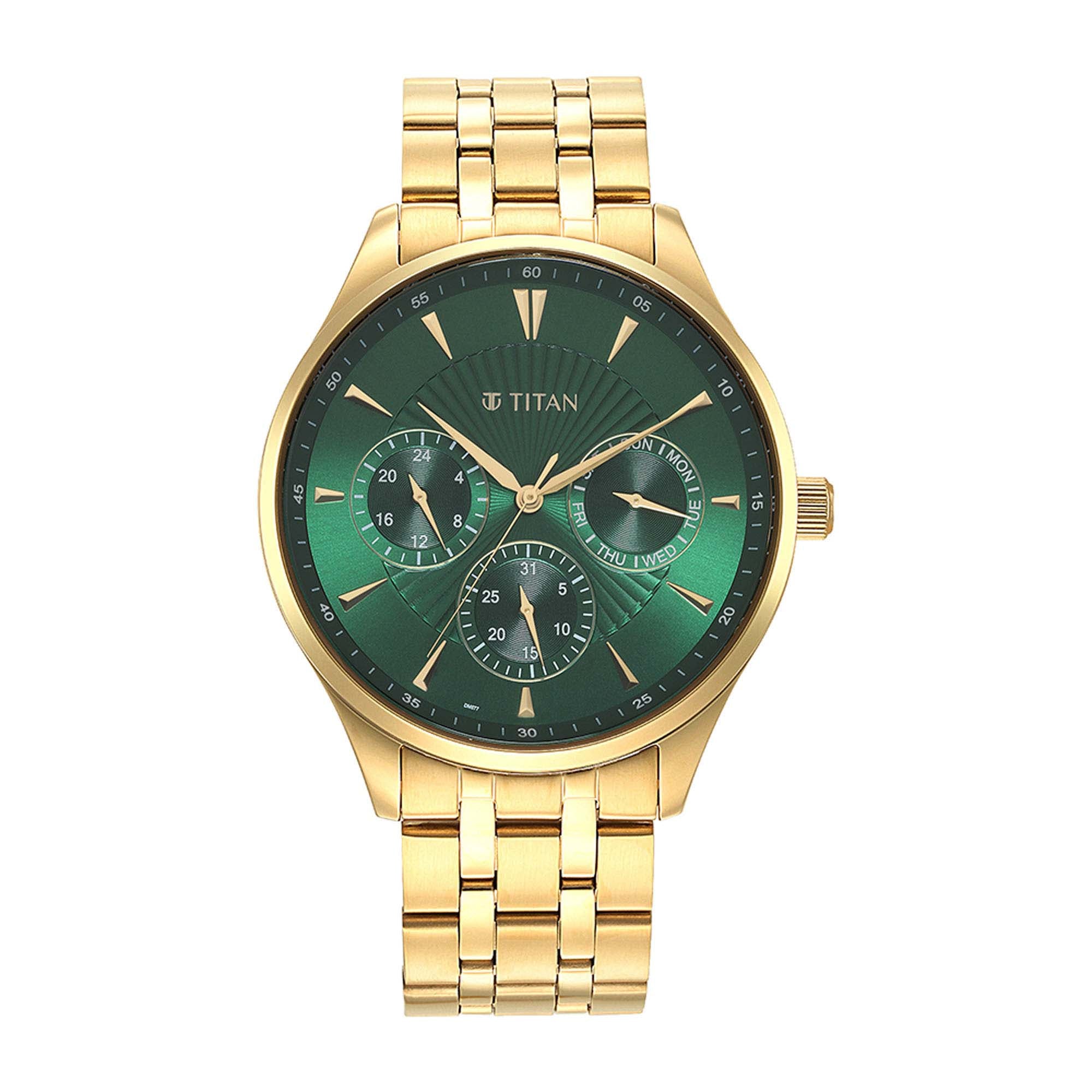 Titan Opulent III Green Dial Multi Stainless Steel Strap watch for Men