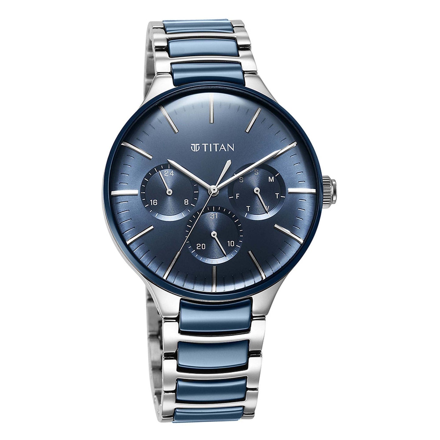 Titan Ceramic Fusion Blue Dial Multi Stainless Steel Strap watch for Men