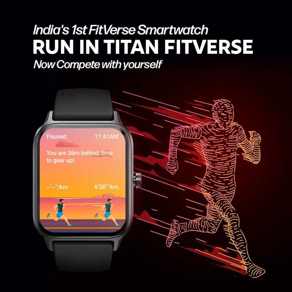 Titan Traveller with 4.52 cm AMOLED Display, BT Calling, India's First FitVerse Smartwatch with Brown Leather Strap