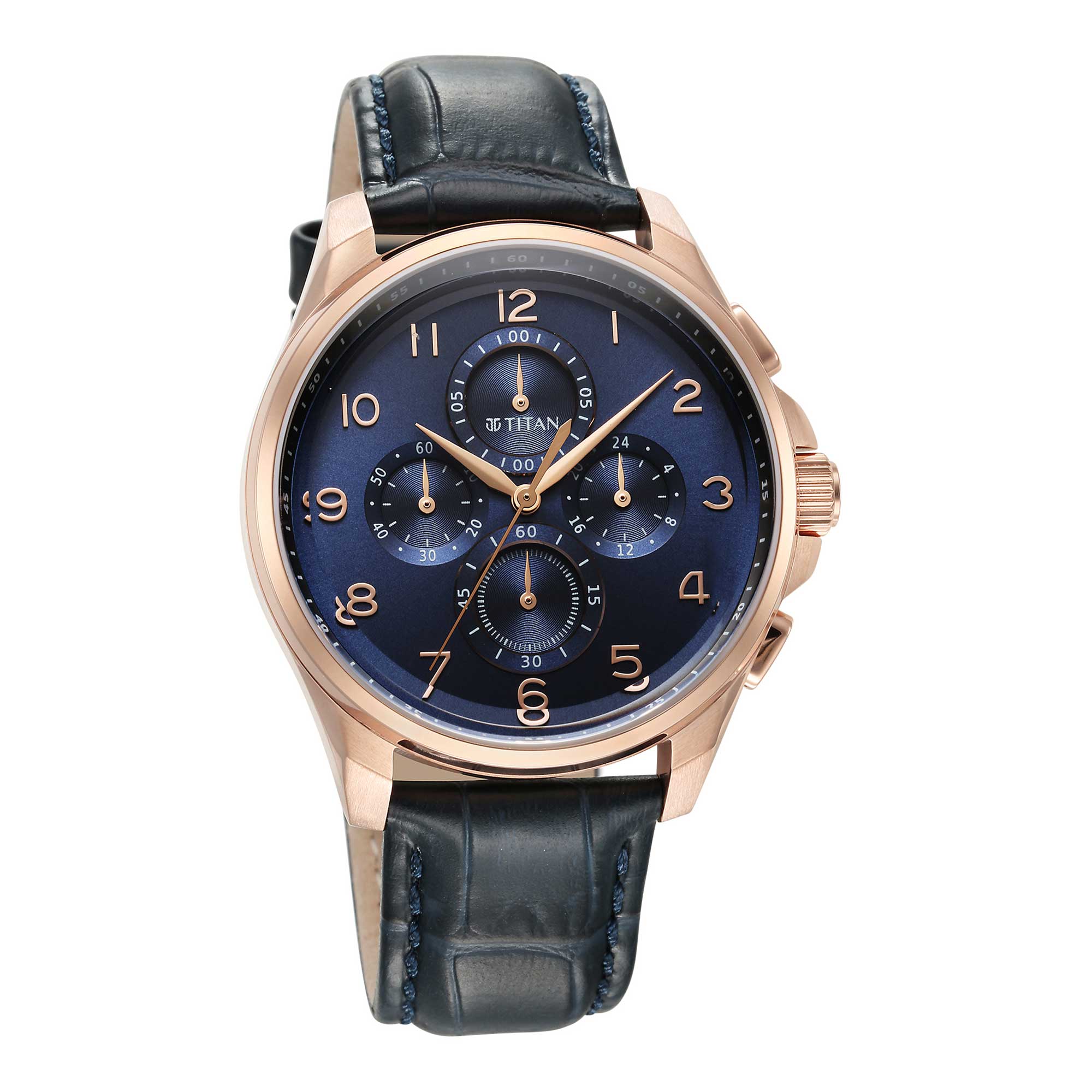 Titan Classic Chrono Blue Dial Stainless Steel Strap Watch for Men