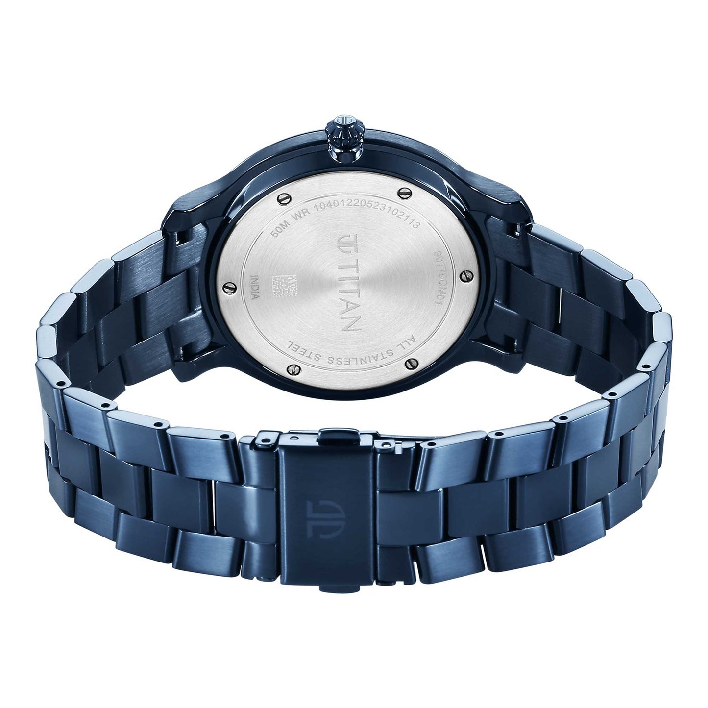 Titan Classic Distincta Blue Dial Analog with Date Stainless Steel Strap watch for Men