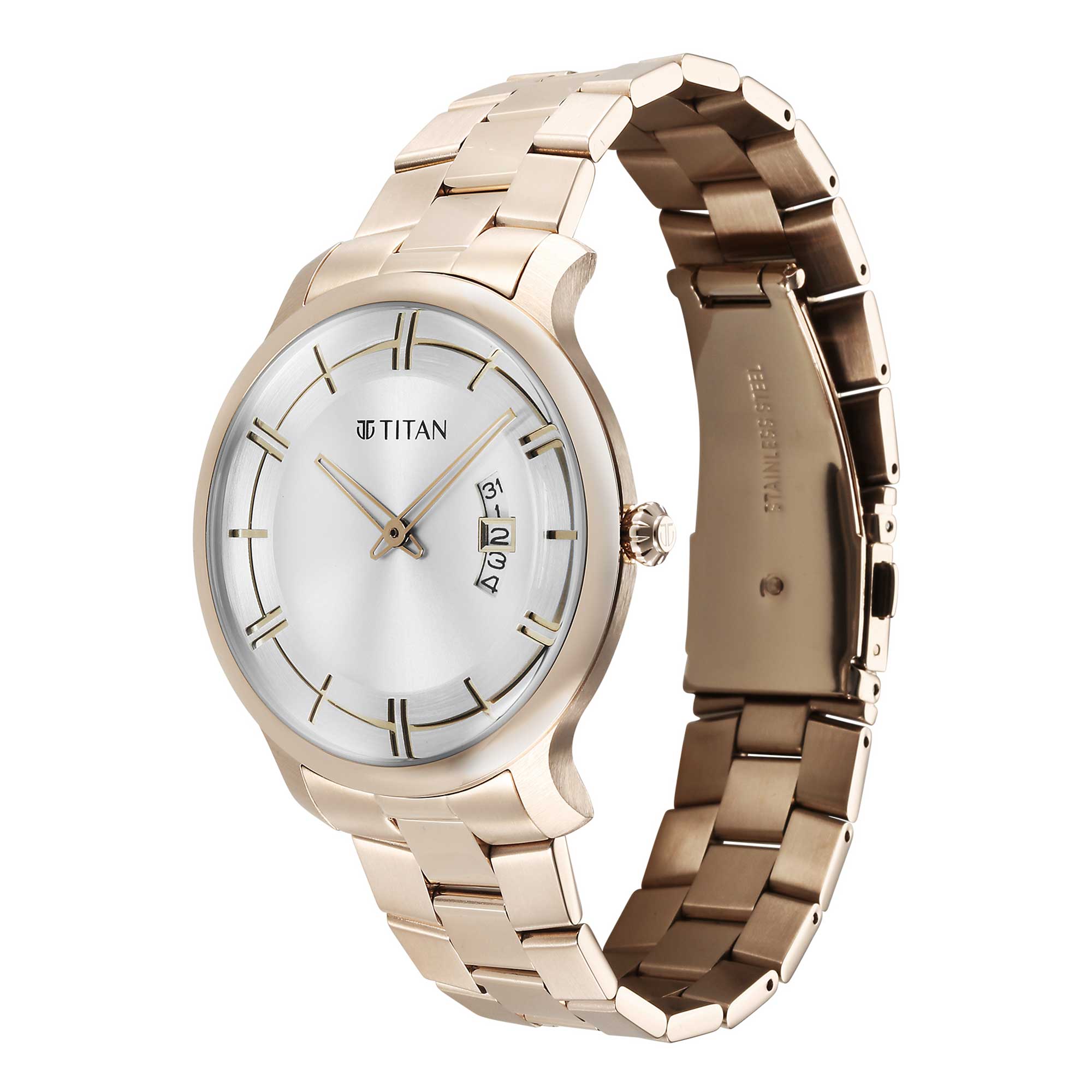 Titan Classic Distincta Silver Dial Analog with Date Stainless Steel Strap watch for Men