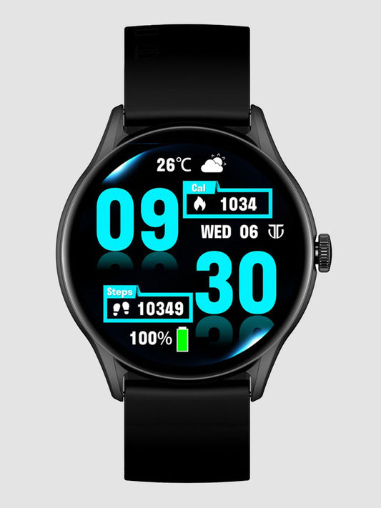 Titan Evoke Smart Watch with 1.43" AMOLED Display &466 x 466 Resolution|1000 Nits Brightness|Functional Crown|SingleSync BT Calling|Multisport Modes|Auto Stress & Mood Monitor|200+ Watchfaces (Black) 90172AP01