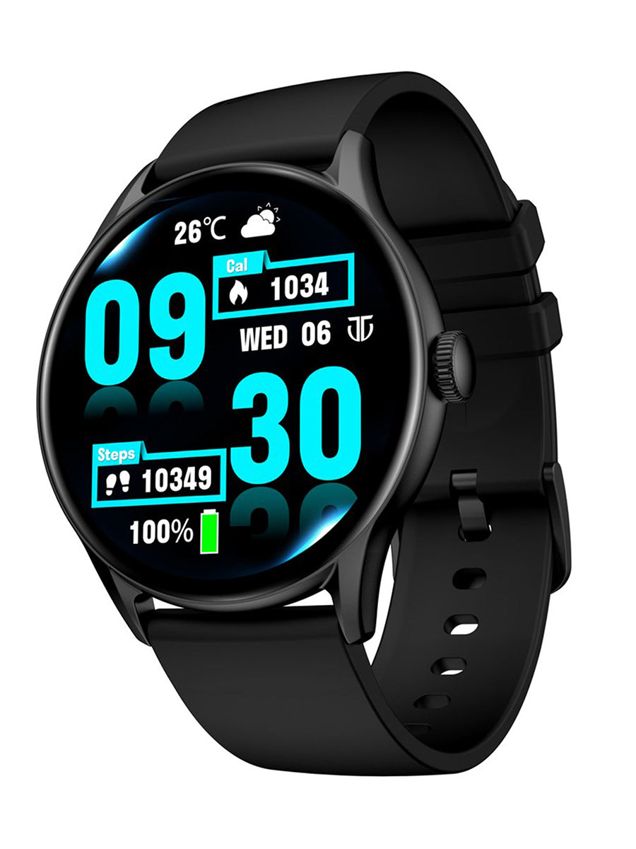 Titan Evoke Smart Watch with 1.43" AMOLED Display &466 x 466 Resolution|1000 Nits Brightness|Functional Crown|SingleSync BT Calling|Multisport Modes|Auto Stress & Mood Monitor|200+ Watchfaces (Black) 90172AP01