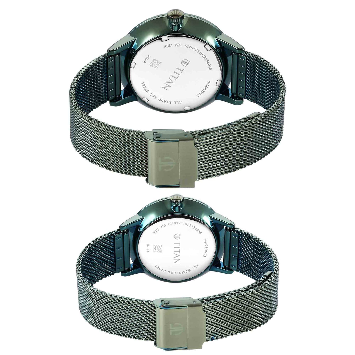 Titan Bandhan Green Dial Multi Stainless Steel Strap watch for Couple