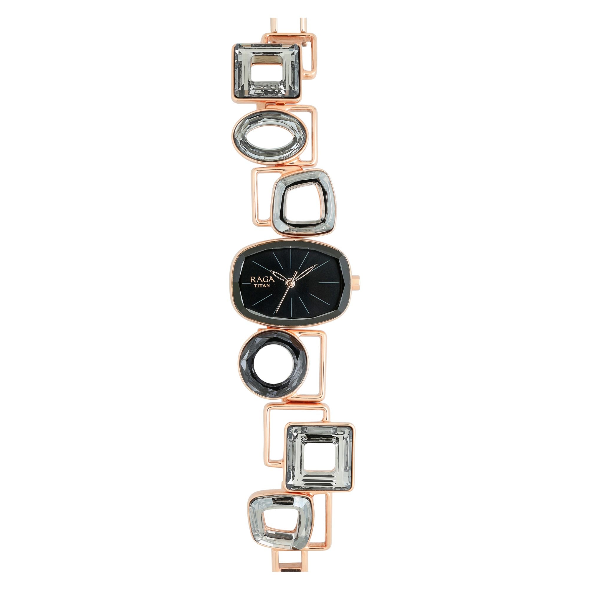 Titan Raga Facets Black Dial Analog Stainless Steel Strap Watch for Women