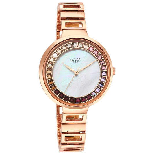 Titan Love All Mother Of Pearl Dial Women Watch With Metal Strap