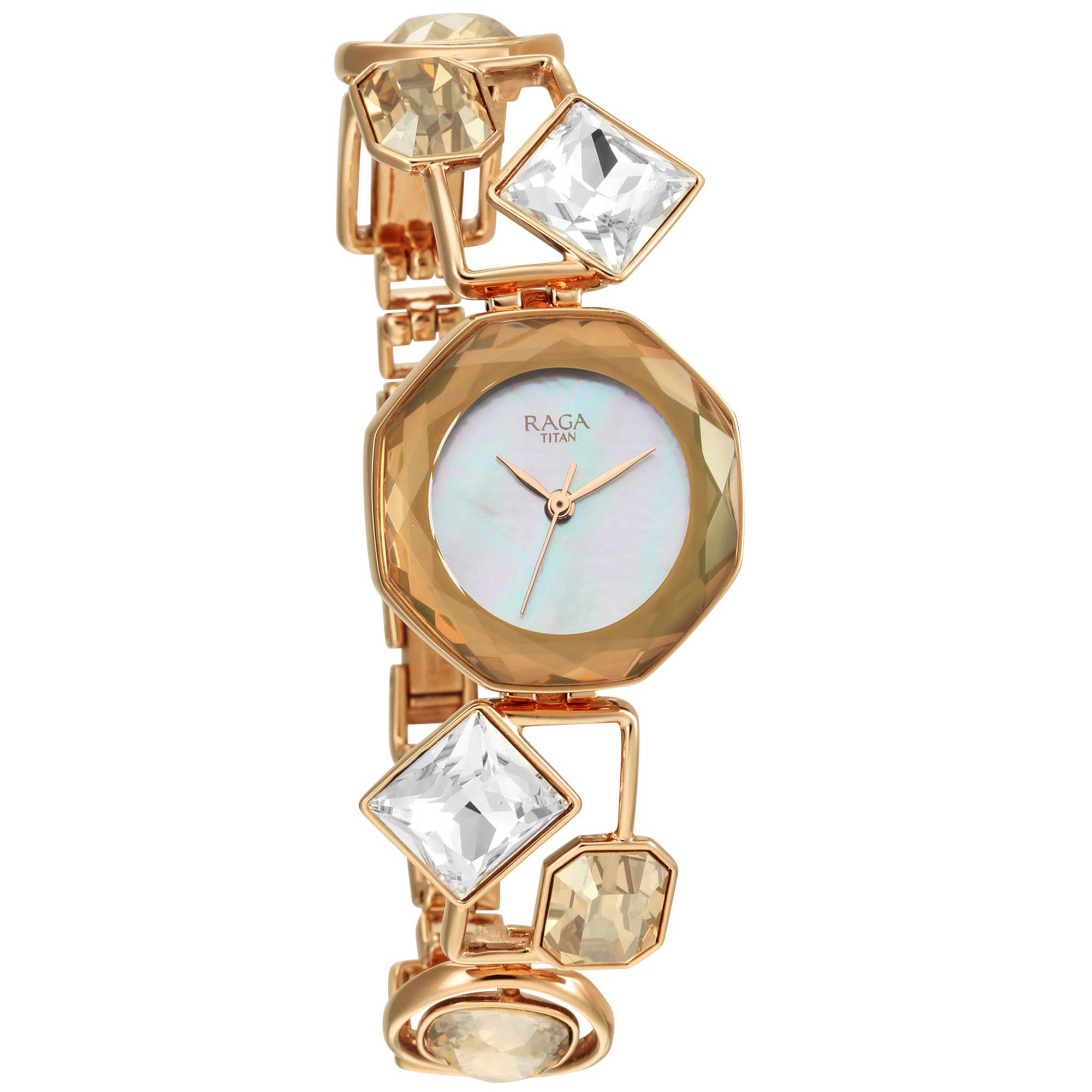 Titan Love All Analog Mother of pearl Dial Metal Strap Watch for Women