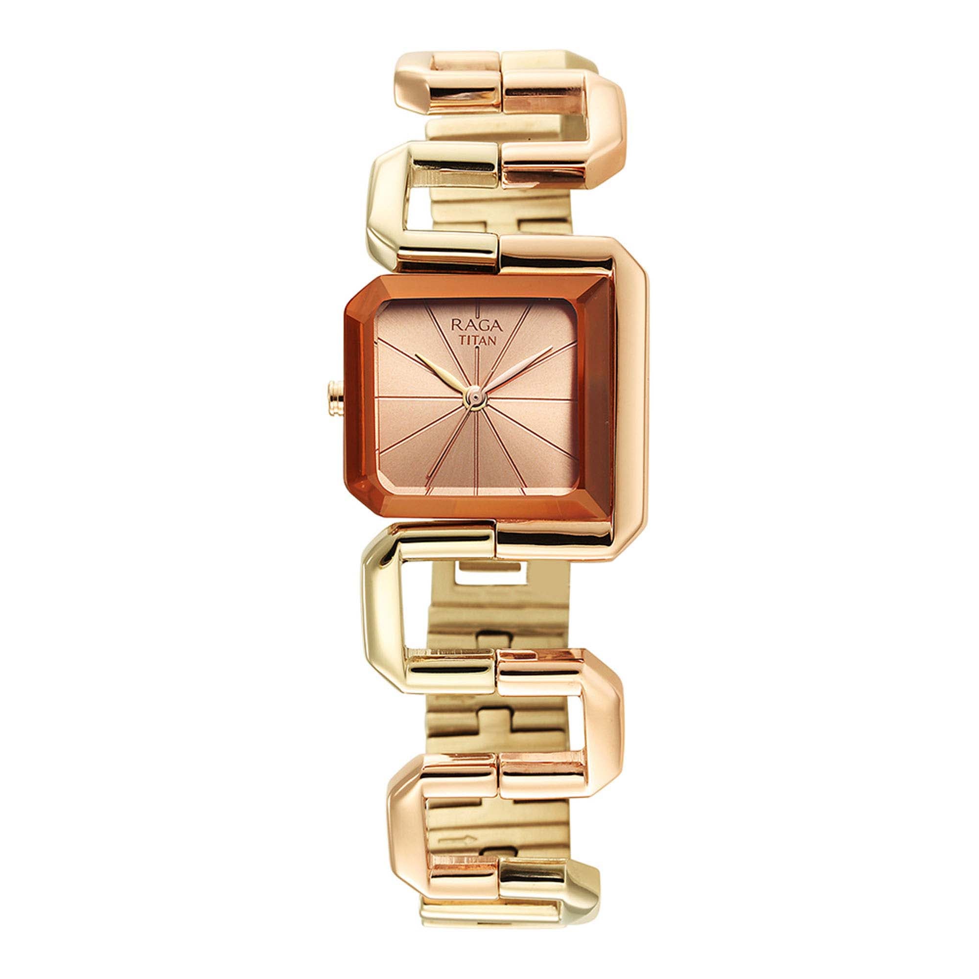 Titan Raga Delight Rose Gold Dial Women Watch With Stainless Steel Strap