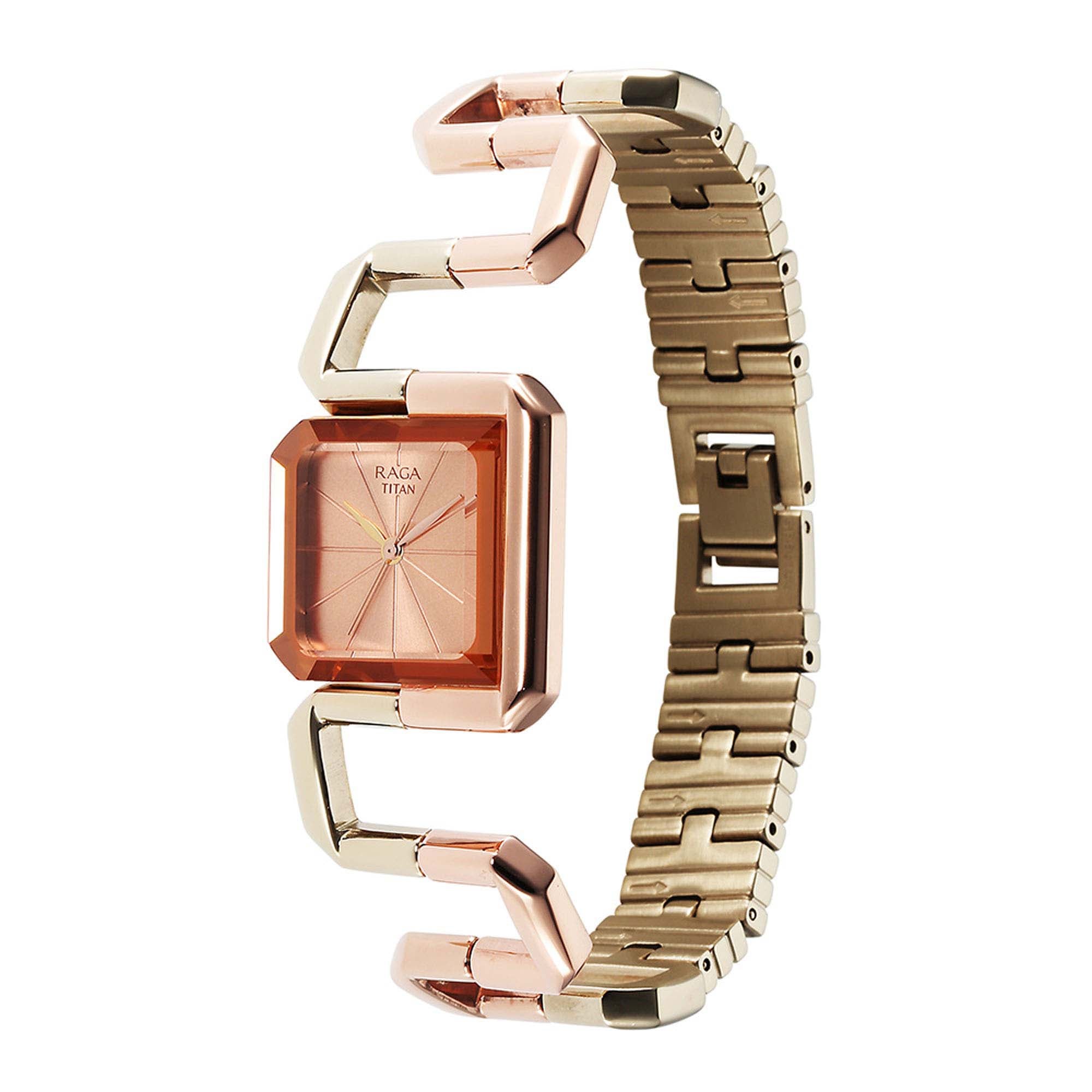 Titan Raga Delight Rose Gold Dial Women Watch With Stainless Steel Strap