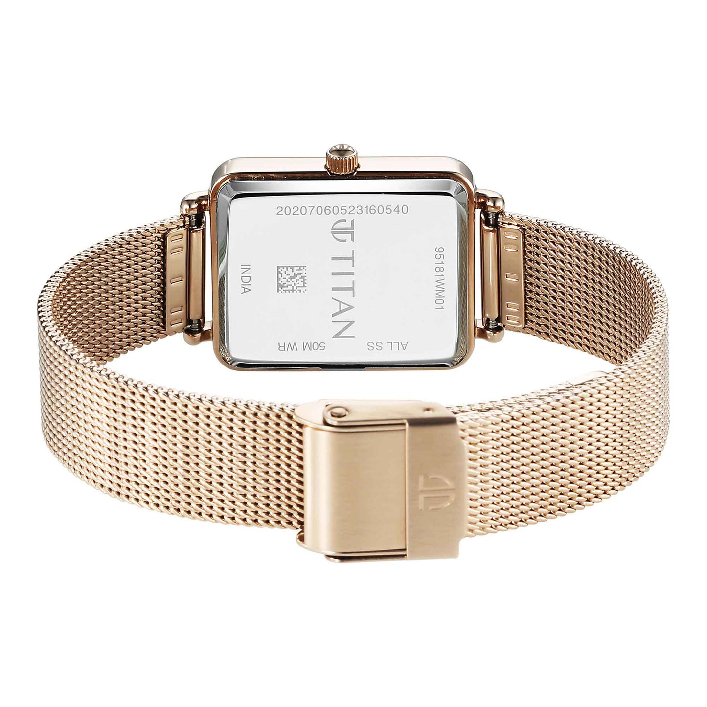 Titan Slimline Quartz Analog Mother Of Pearl Dial Rose Gold Stainless Steel Strap Watch for Women