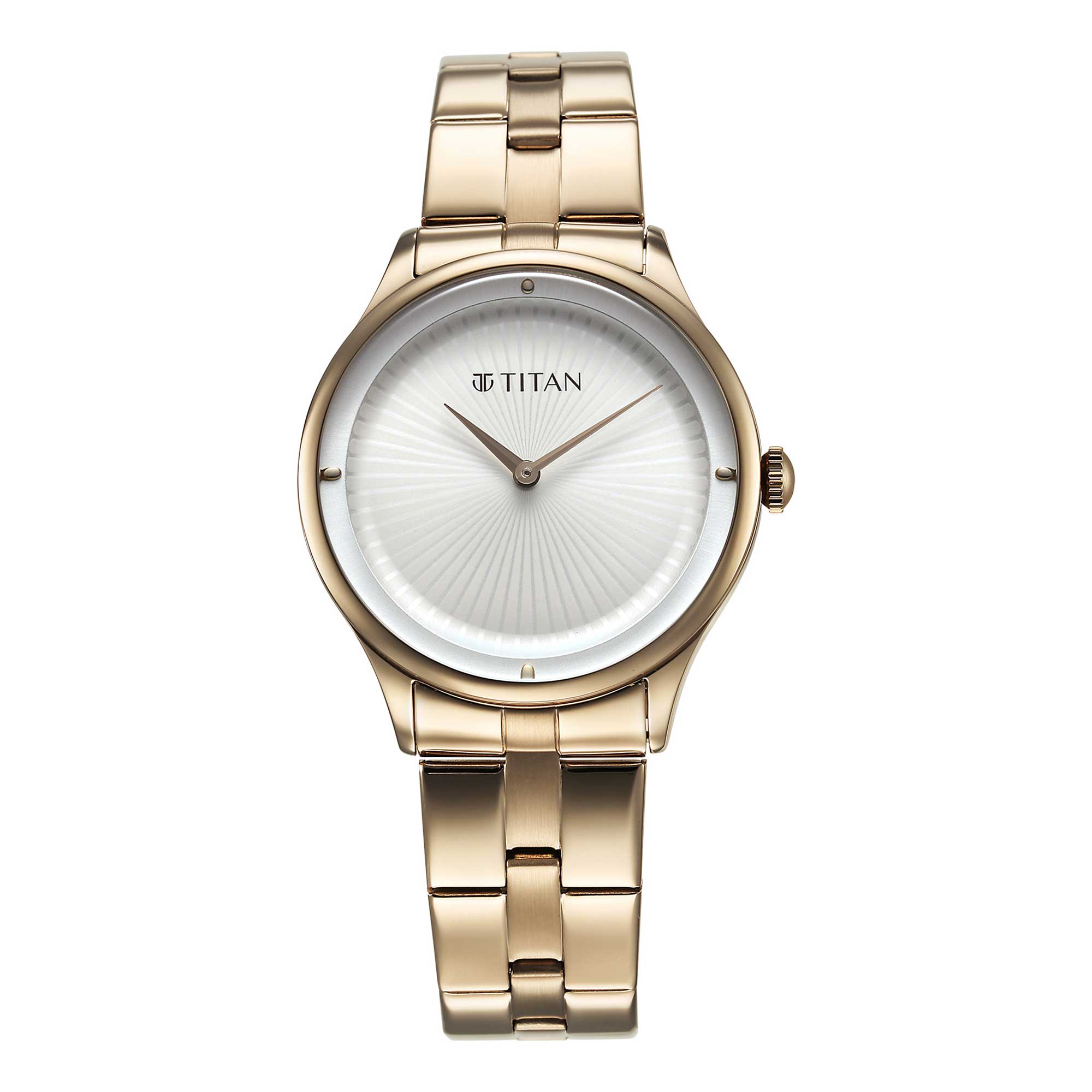 Đồng hồ Titan Workwear Quartz Analog mặt số trắng dây đeo bằng thép không gỉ dành cho nữ