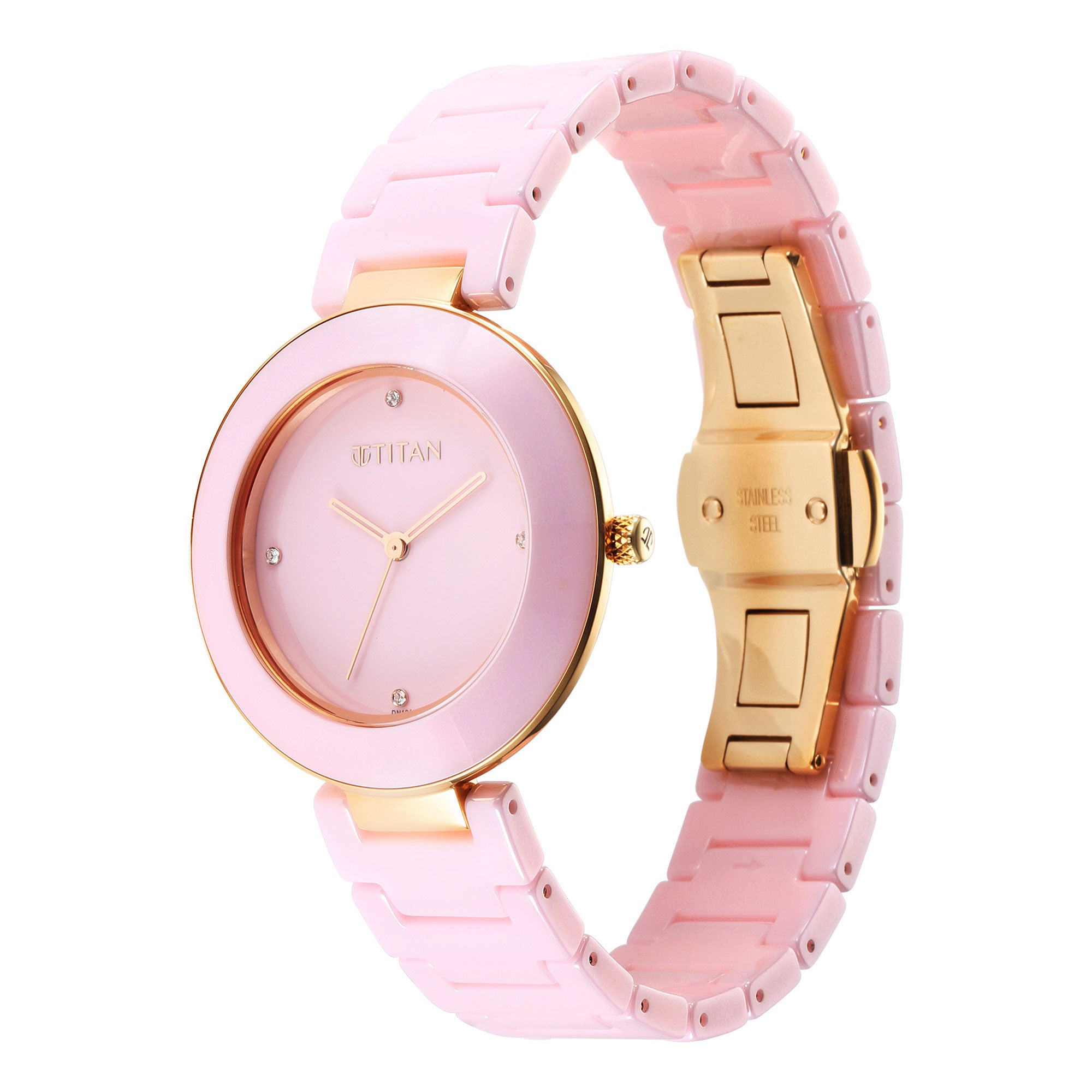 Titan Purple CeramicsPink Dial Analog Ceramic Strap watch for Women