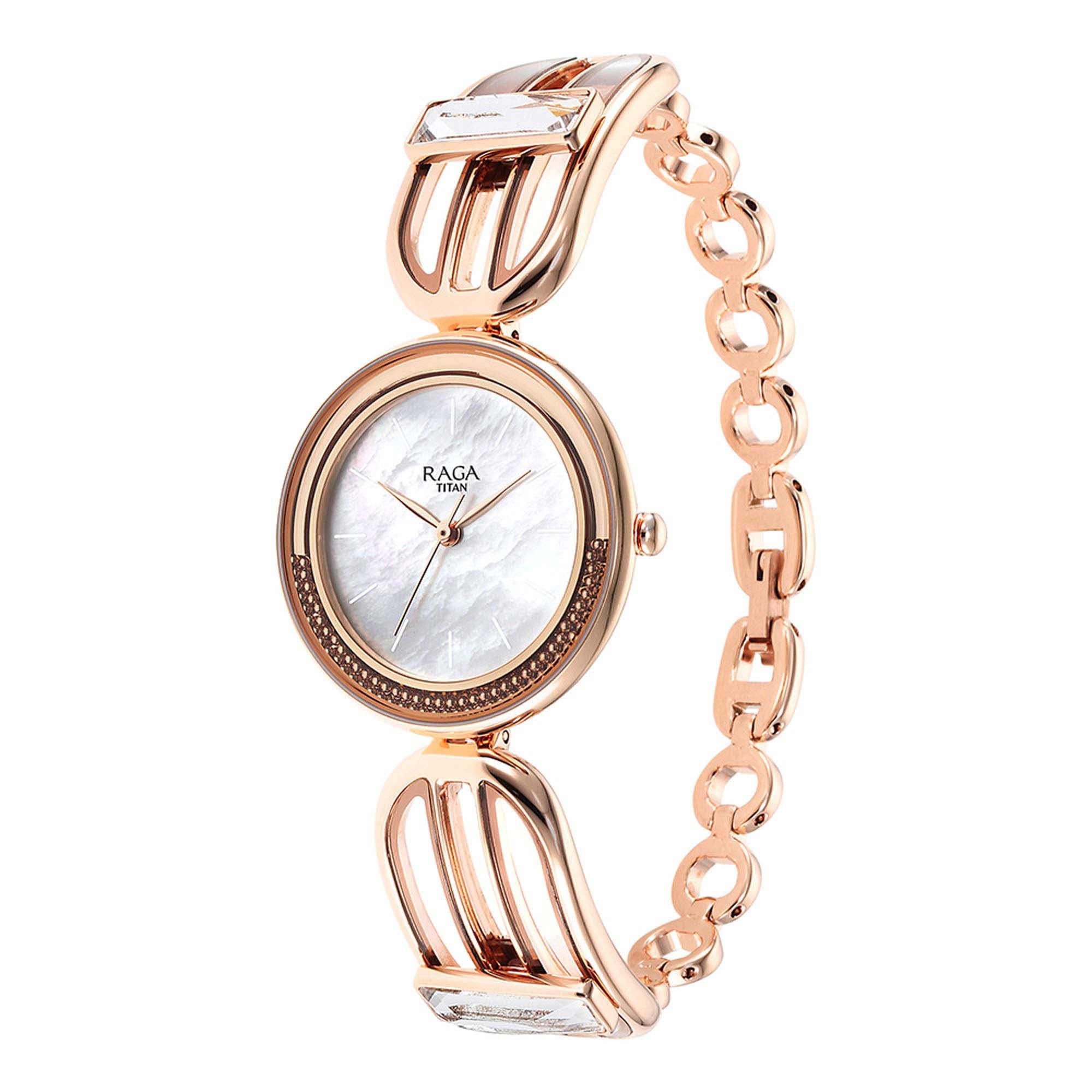 Titan Raga Delight Mother Of Pearl Dial Women Watch With Metal Strap