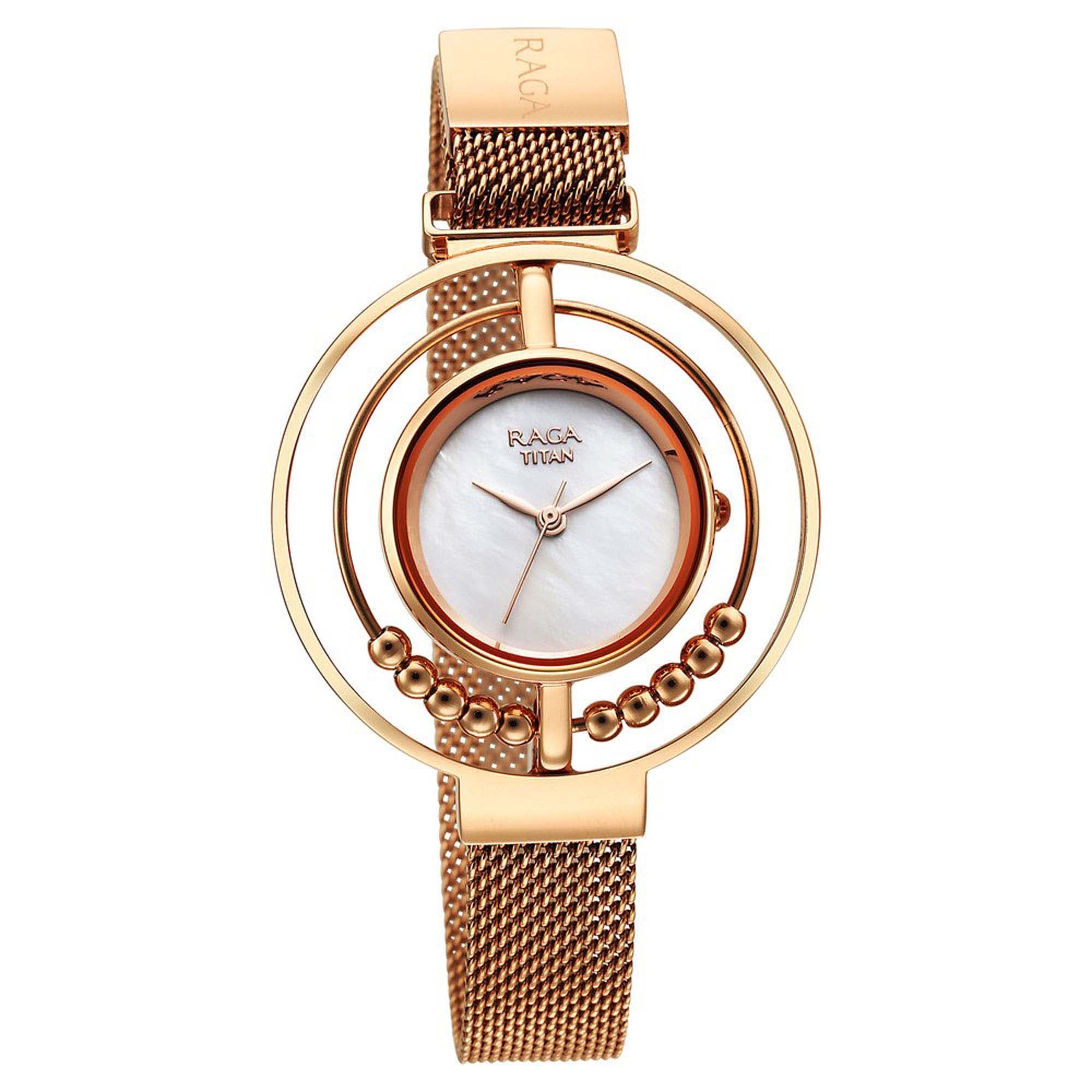 Titan Raga Delight Mother Of Pearl Dial Analog Stainless Steel Strap watch for Women