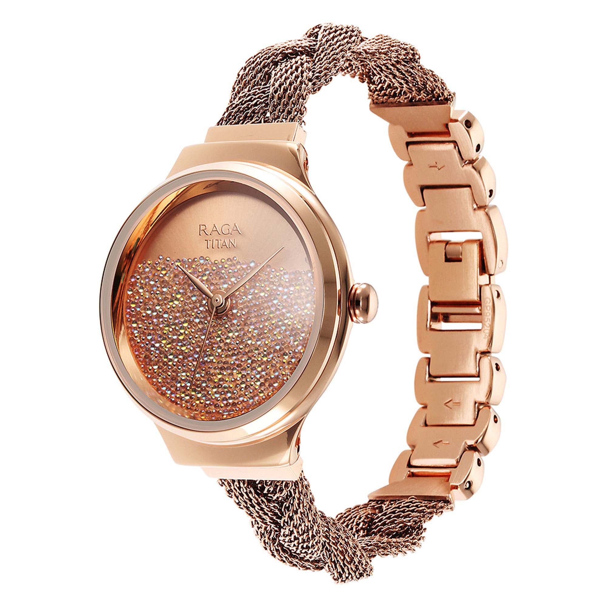 Titan Raga Delight Rose Gold Dial Women Watch With Stainless Steel Strap