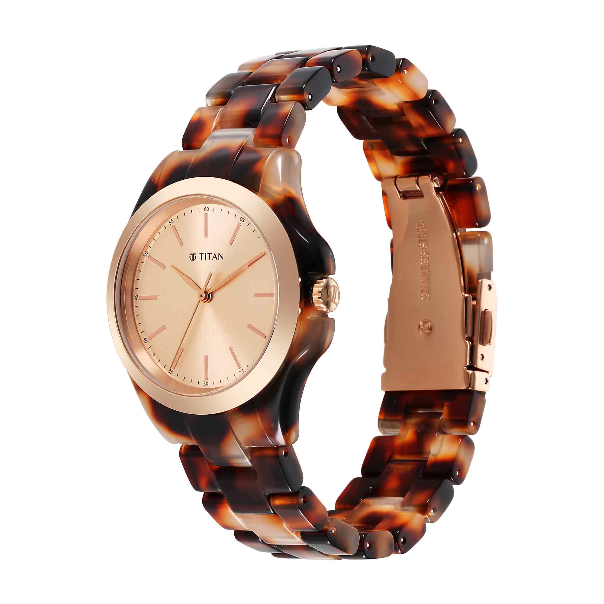 Titan Fashion Acetate Rose Gold Dial Analog Acetate Strap Watch for Women