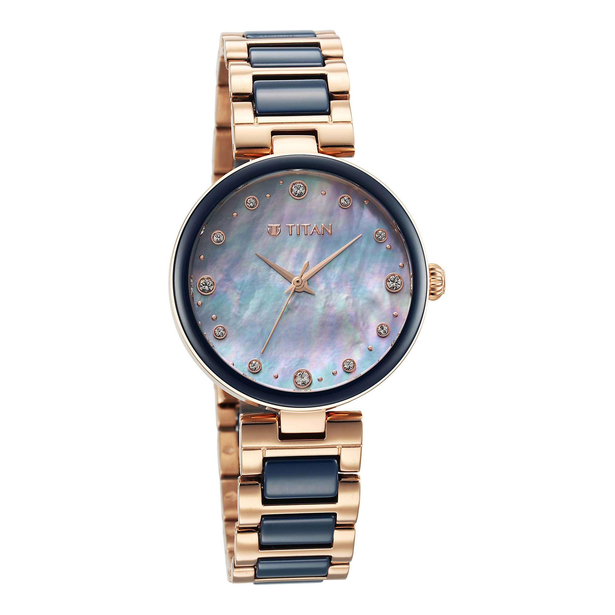 Titan Purple Ceramics Blue Dial Watch for Women