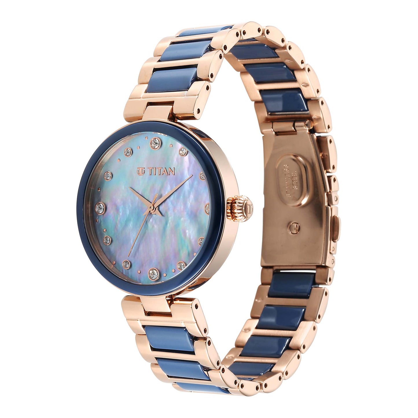 Titan Purple Ceramics Blue Dial Watch for Women