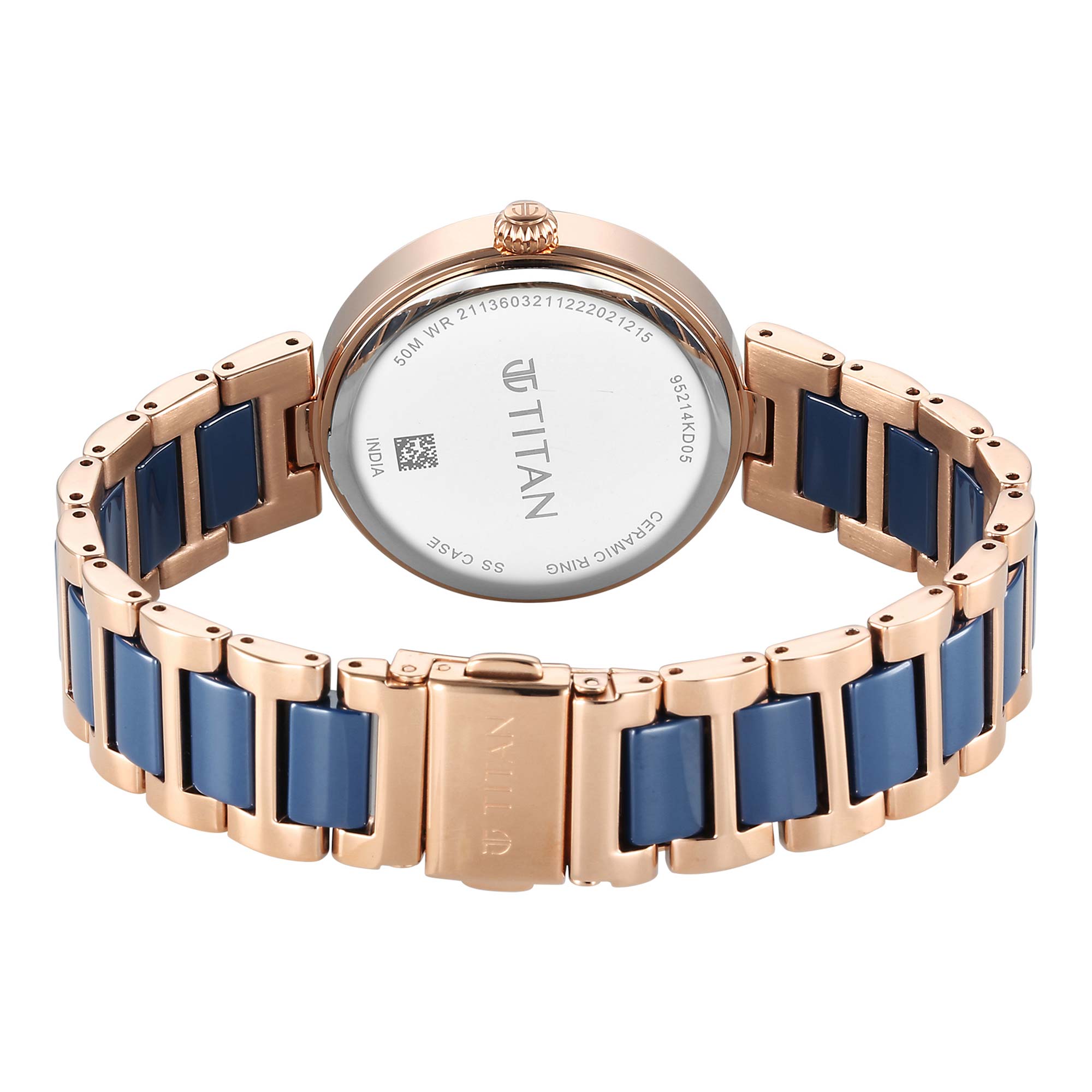 Titan Purple Ceramics Blue Dial Watch for Women