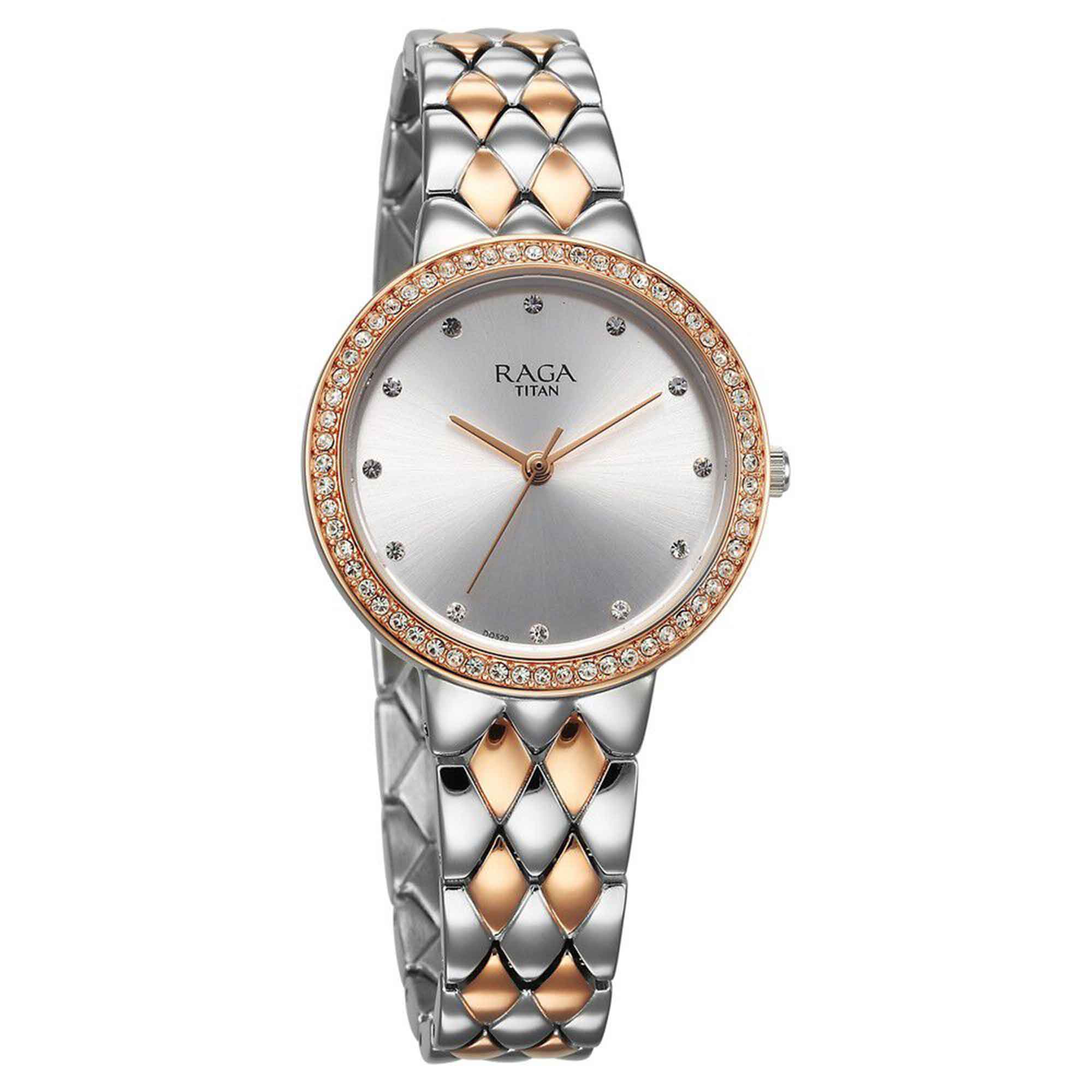 Titan Raga Showstopper Quartz Analog Silver Dial Metal Strap Watch for Women