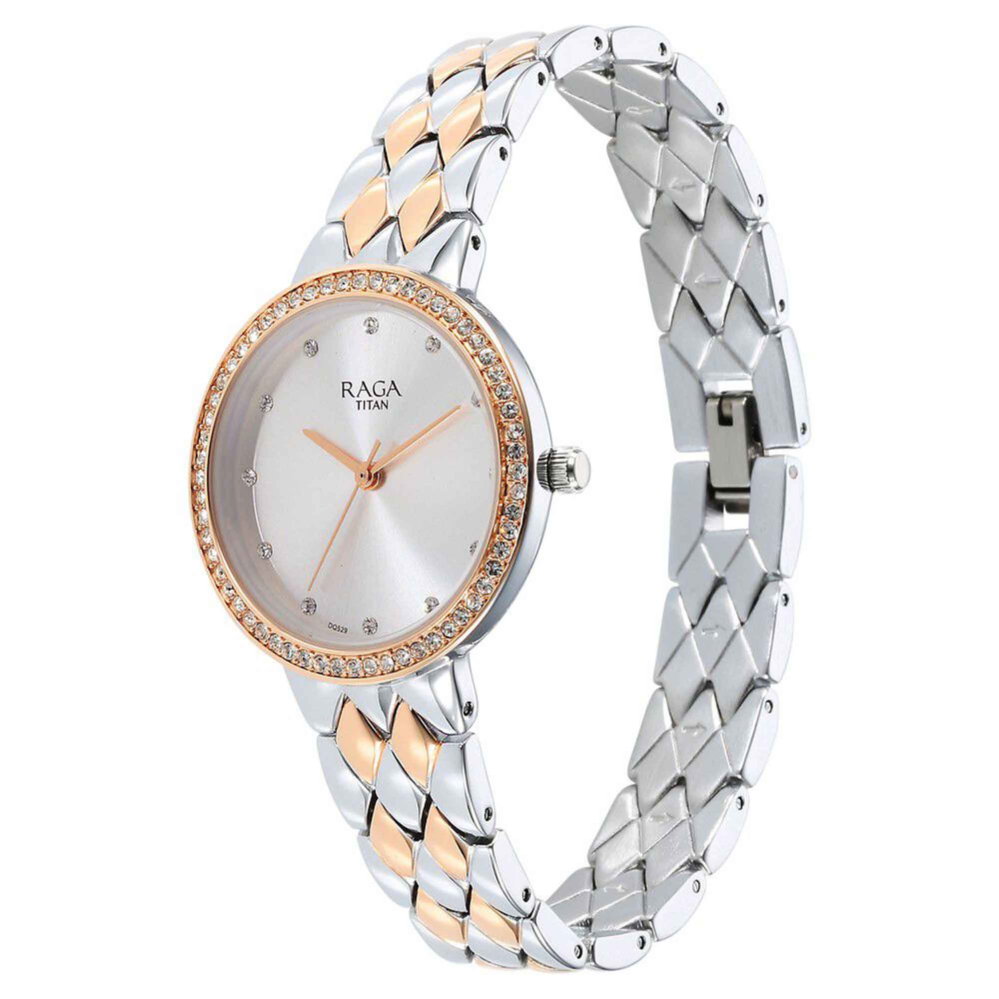 Titan Raga Showstopper Quartz Analog Silver Dial Metal Strap Watch for Women